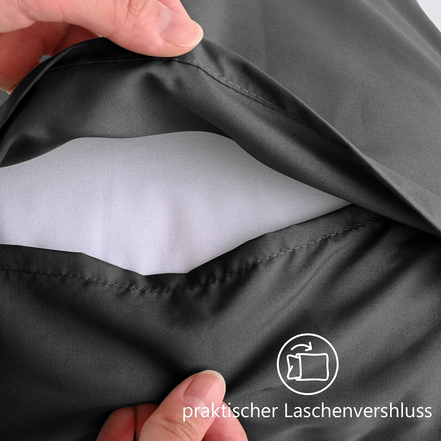Detalle 2 de REDKEY Kissenbezug 40x40 cm (2er-Set) Mikrofaser in Anthrazit mit Laschenverschluss