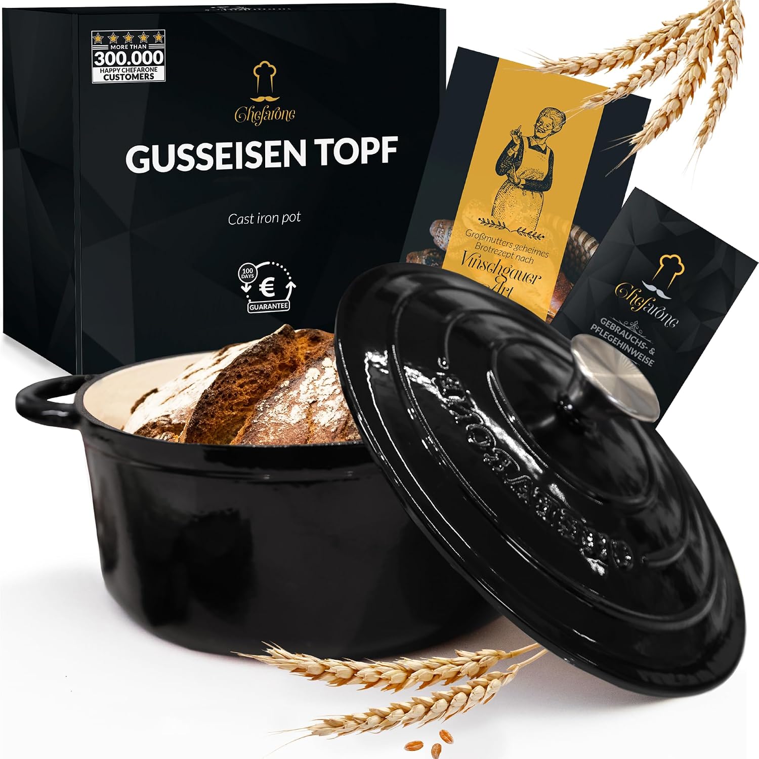 Detalle de Chefarone CHEF000072 emaljerad gjutjärnsgryta med lock, 4,7 liter