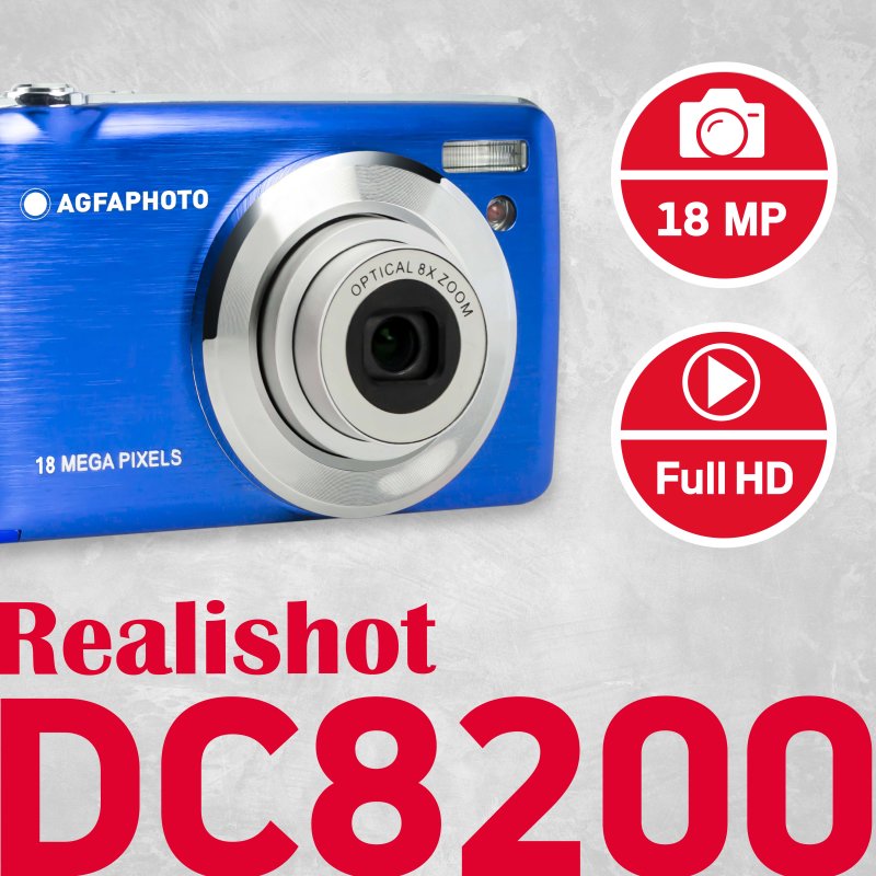 Detalle 2 de AgfaPhoto Compact DC8200 18 MP zoom 8x Azul