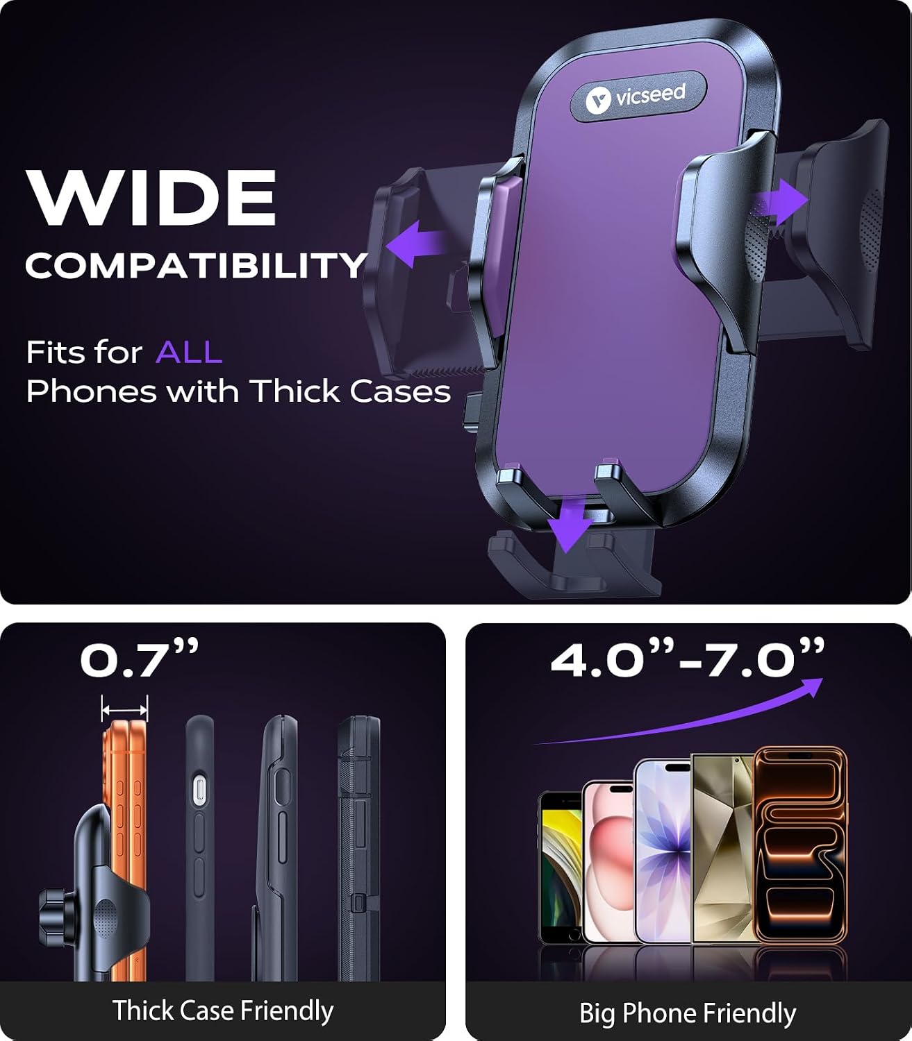 Detalle 2 de VICSEED car phone holder, purple