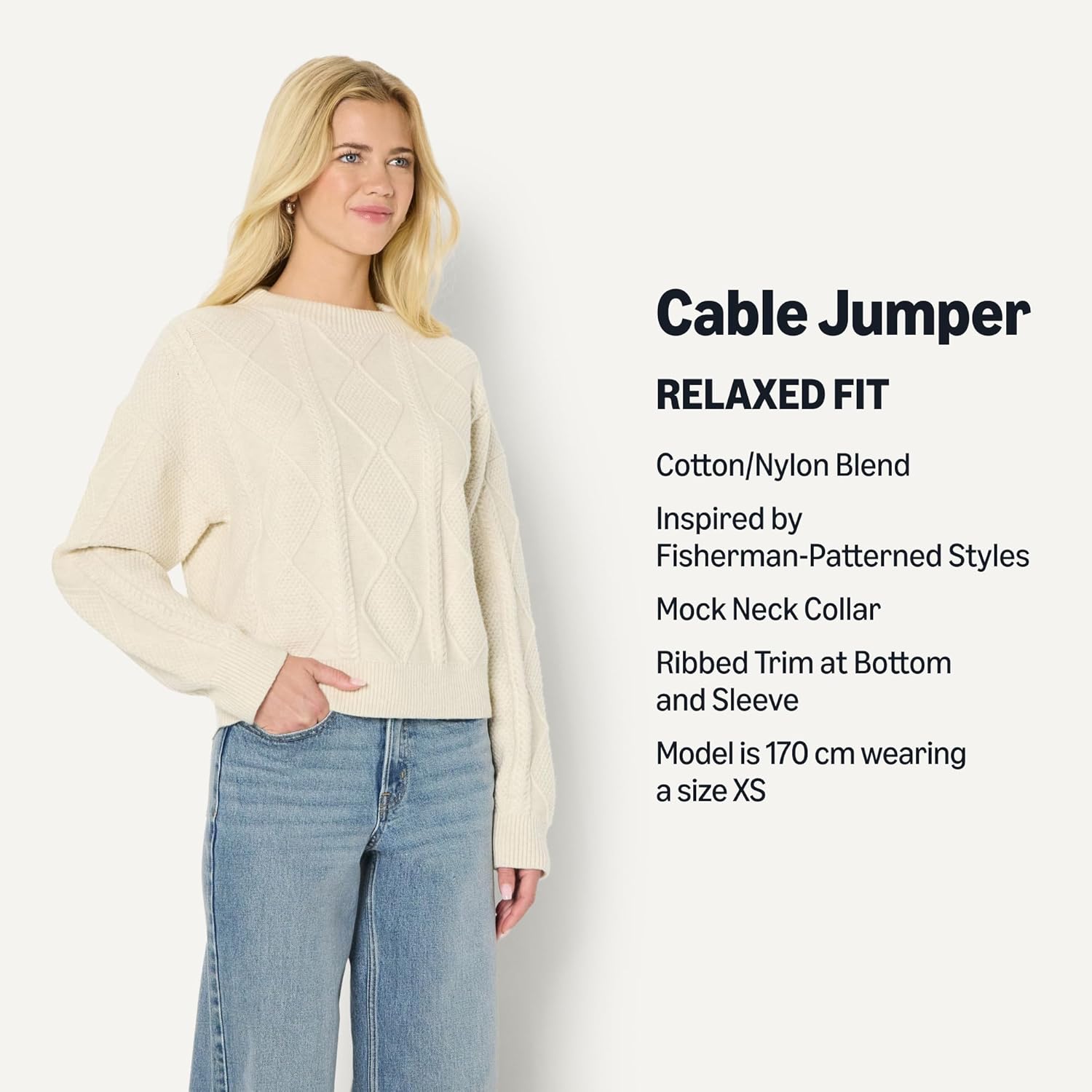 Thumbnail 3 de Amazon Essentials Relaxed-Fit Cable Crewneck Jumper