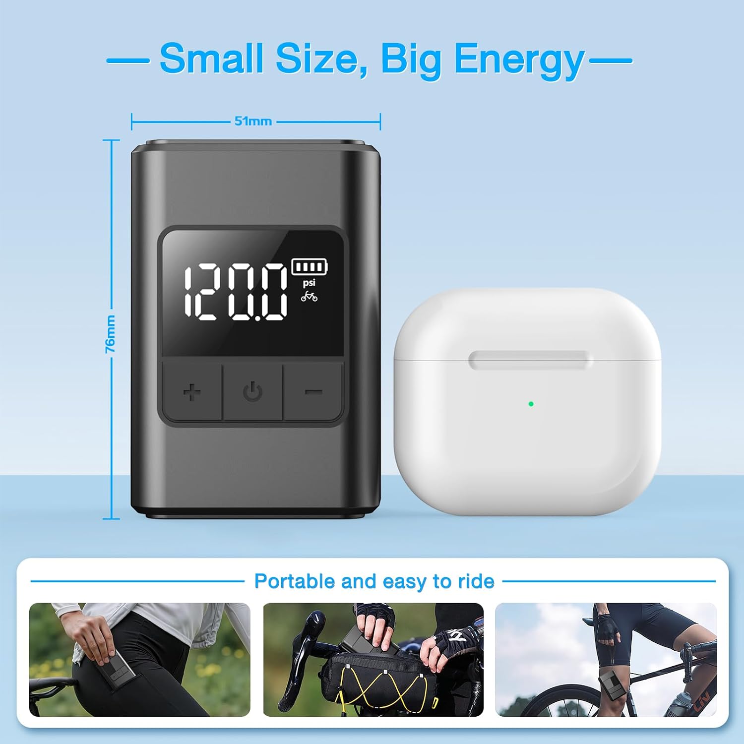 Thumbnail 6 de Mini Electric Bike Pump 120 PSI portable pump