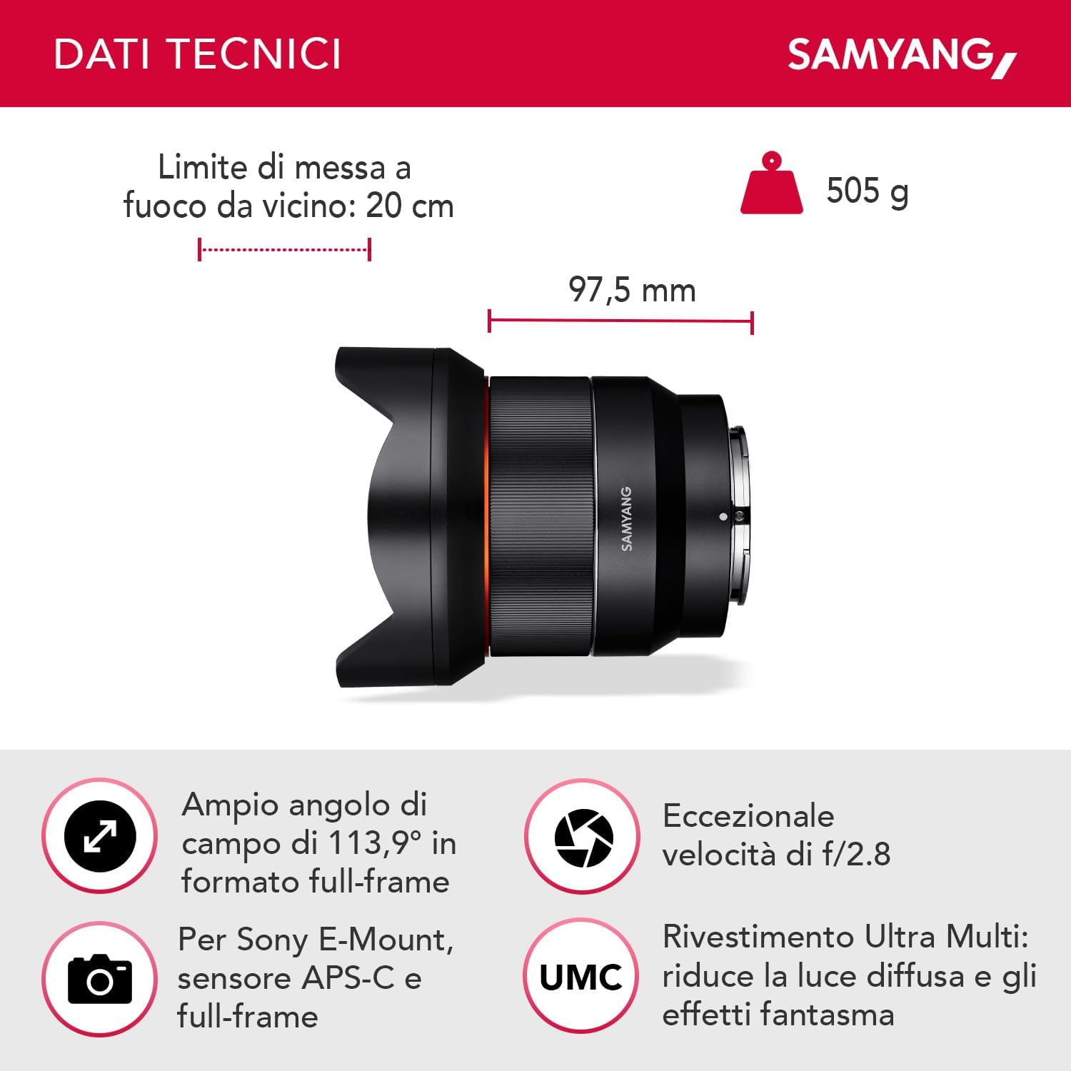 Thumbnail 1 de Samyang AF 14mm F2.8 per Sony FE (Sony E-mount) – Obiettivo ultra grandangolare compatto e luminoso