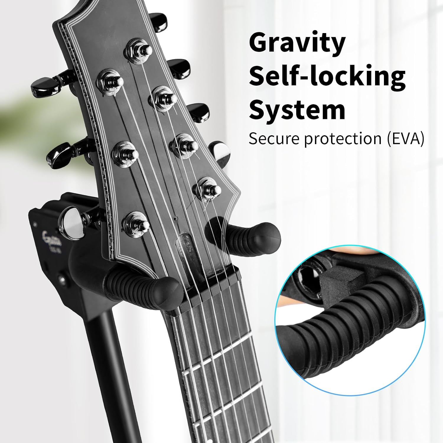 Detalle de GUITTO JOYO-GUITTO-GGS06 Guitar Stand with Auto-Lock, Adjustable, Foldable