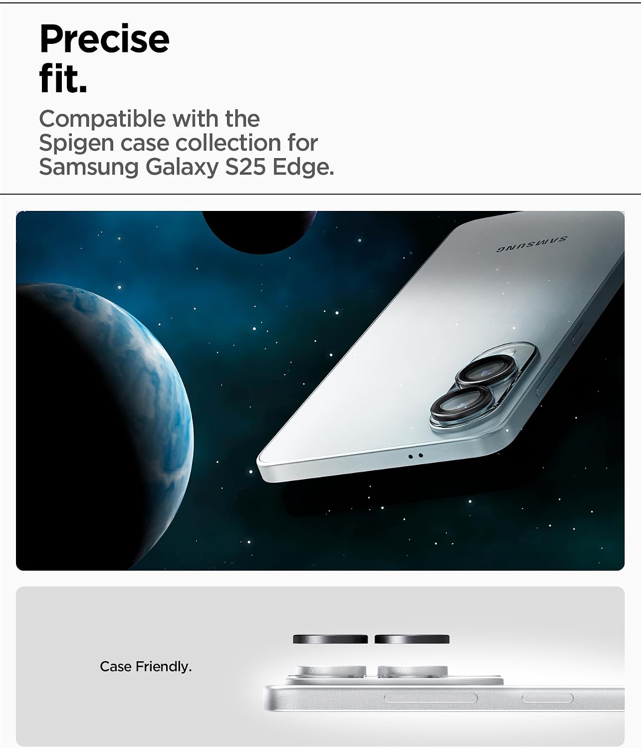 Thumbnail 6 de Spigen Glas.tR EZ Fit Optik Pro protezione fotocamera per Samsung Galaxy S25 Edge, 2 pezzi (nero, durezza 9H)