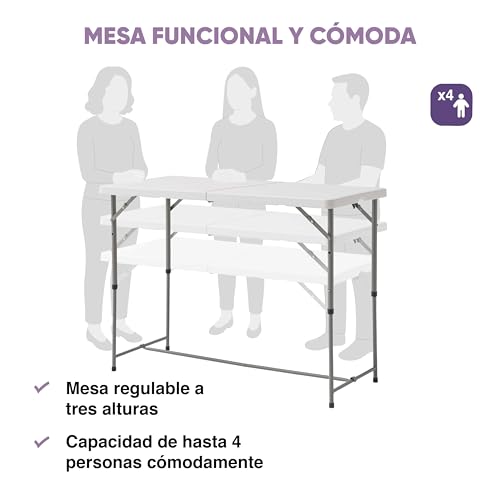 Thumbnail 8 de KG KITGARDEN Mesa Plegable Portátil Multifuncional 122x60cm – Blanco