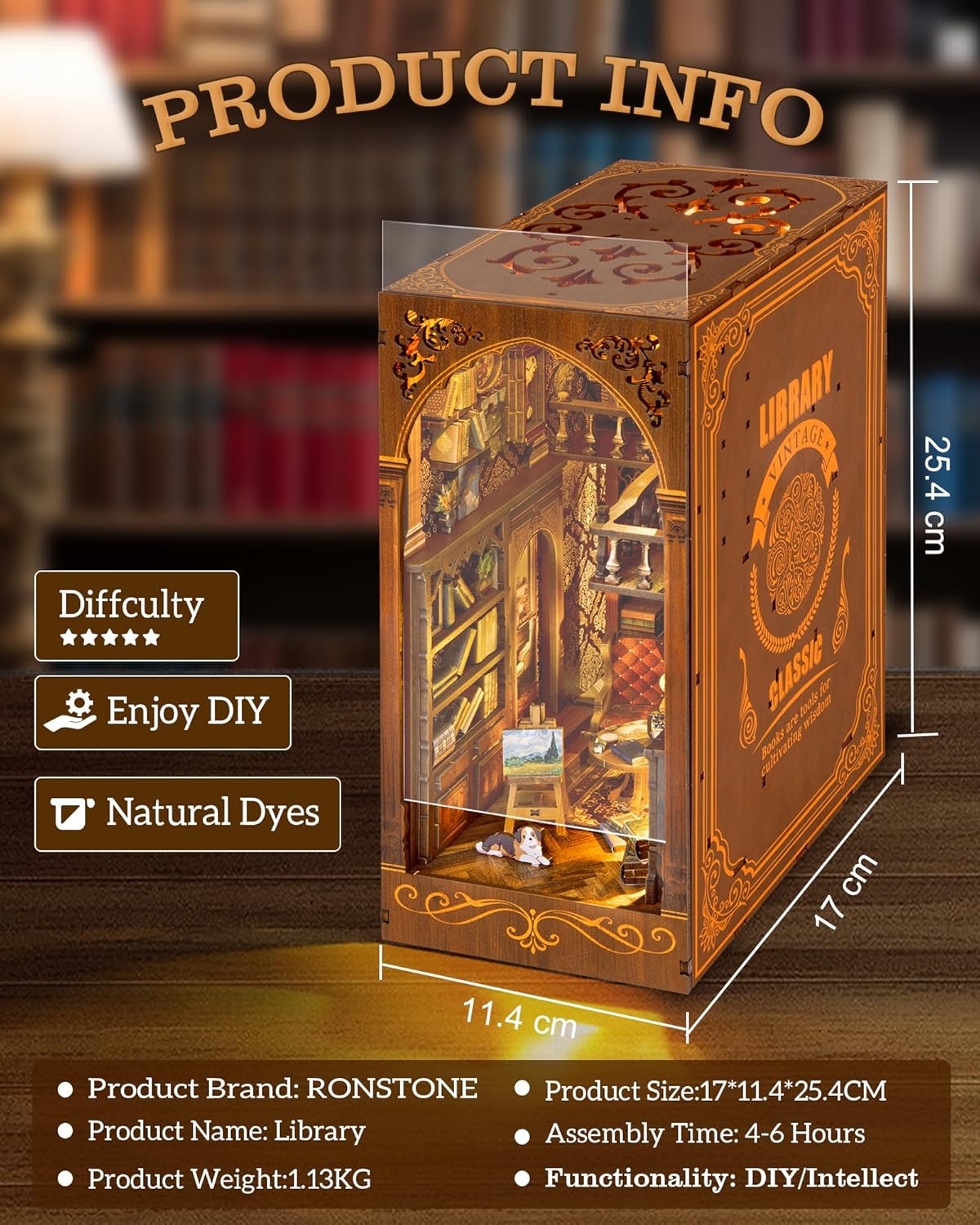 Detalle de RONSTONE Book Nook Kit in miniatura
