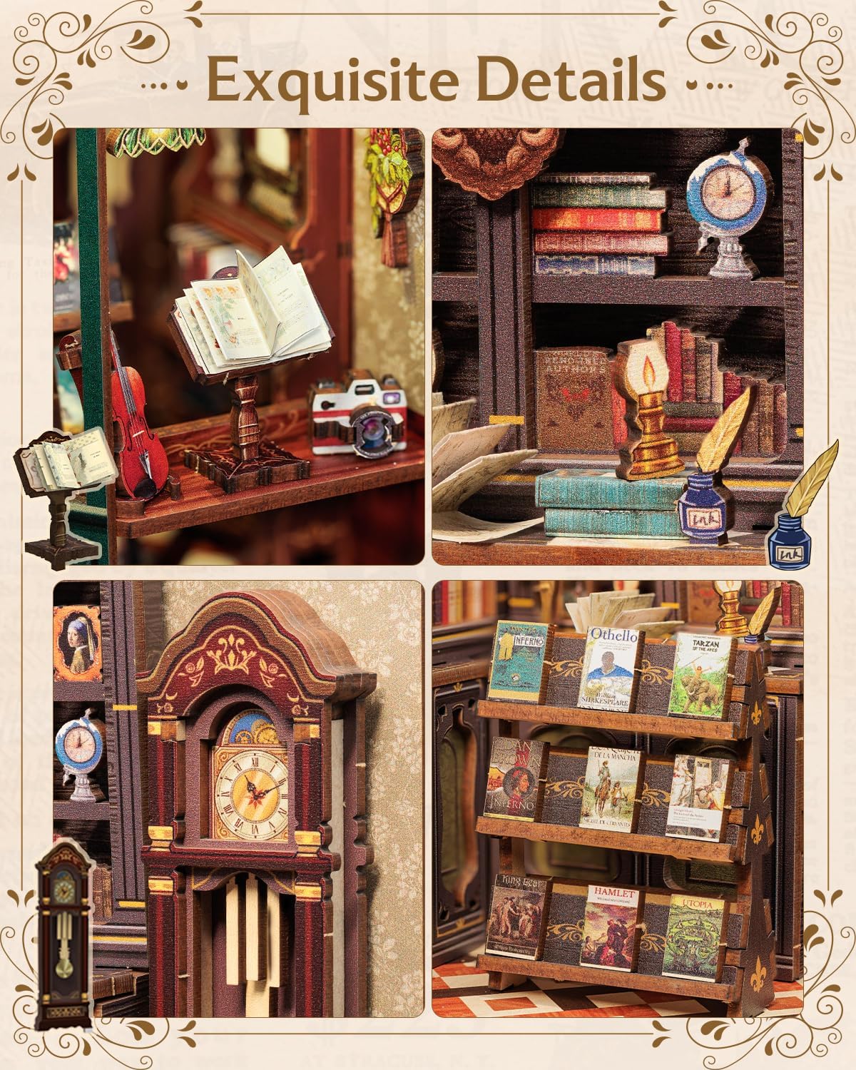 Thumbnail 4 de CUTEBEE Book Nook Kit: Set Creativo Casetta Fai da Te – Libreria Retro Britannica in Miniatura