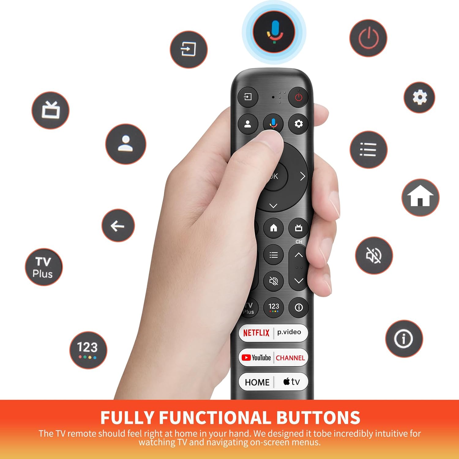 Thumbnail 6 de Angrox RC813 Replacement Voice Remote for TCL Google TV, 6 App Shortcuts