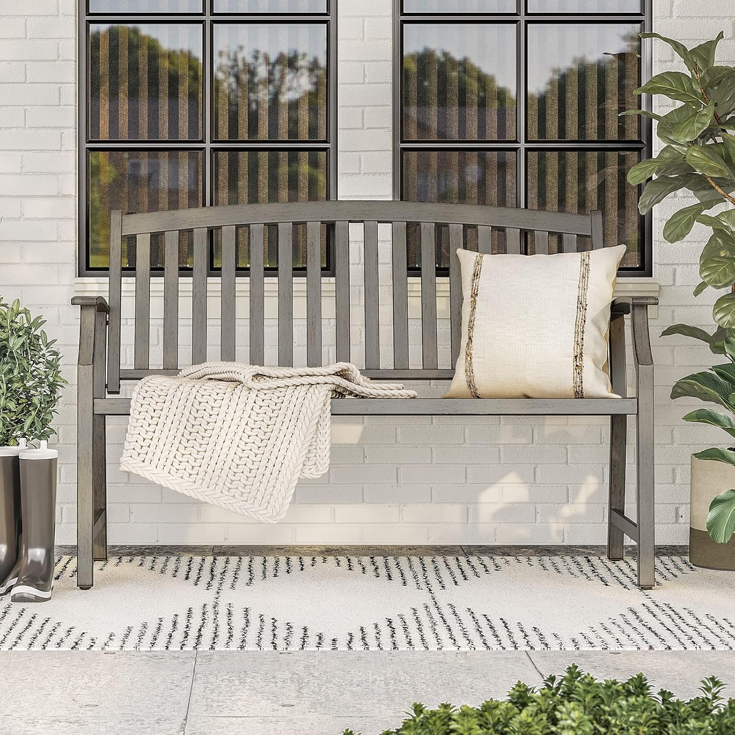 Thumbnail 1 de Grand patio Outdoor Bench for patio & garden with anti-rust metal frame (Gray)