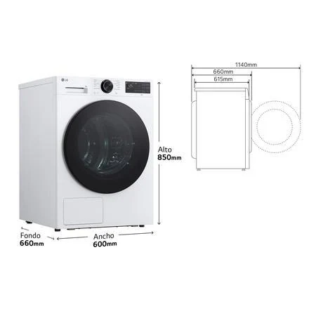 Detalle de LG RHX5010TLB Serie 500, secadora de 10 kg con IA y bomba de calor Dual Inverter