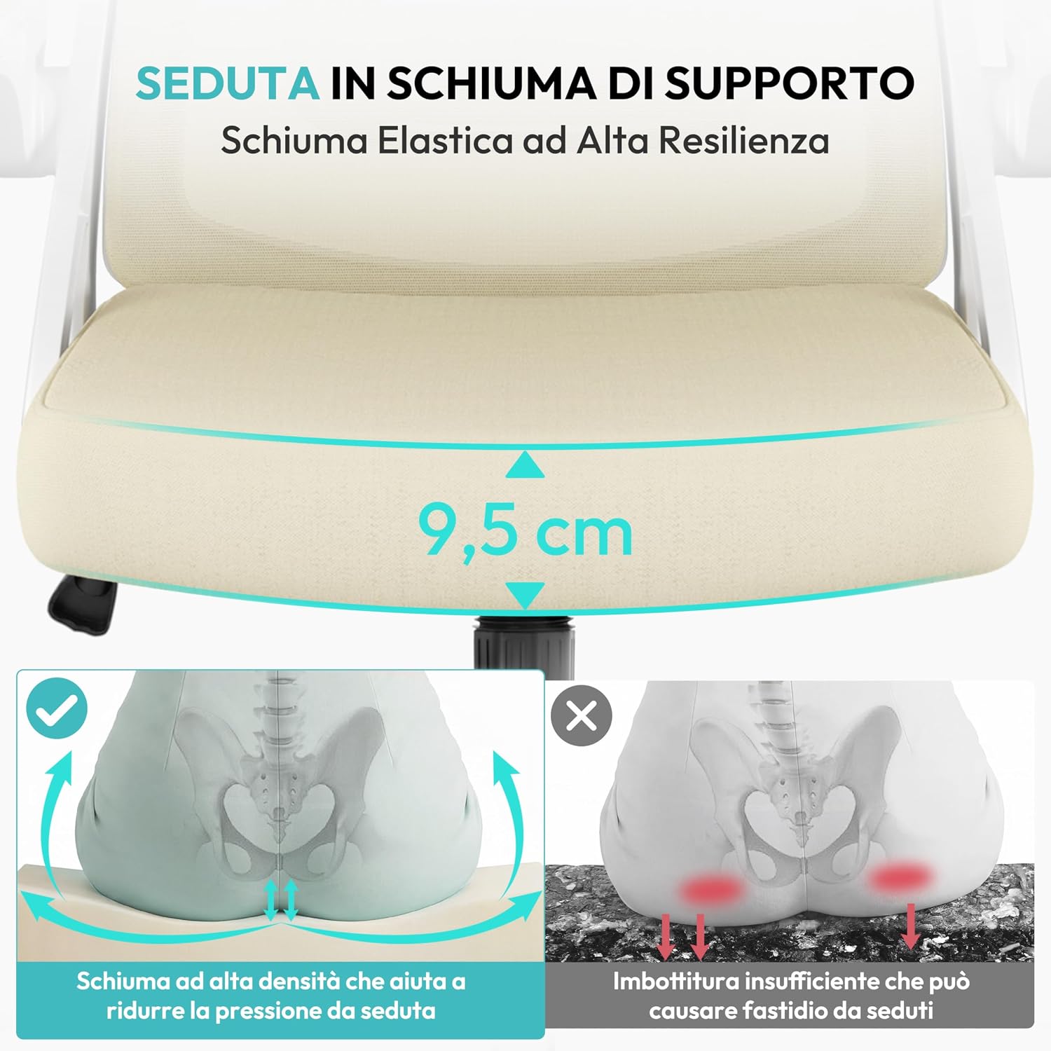 Thumbnail 4 de Yaheetech Sedia Ufficio Ergonomica con Poggiatesta Regolabile e Schienale Alto – Comforte Personalizzato per Lavoro Prolungato