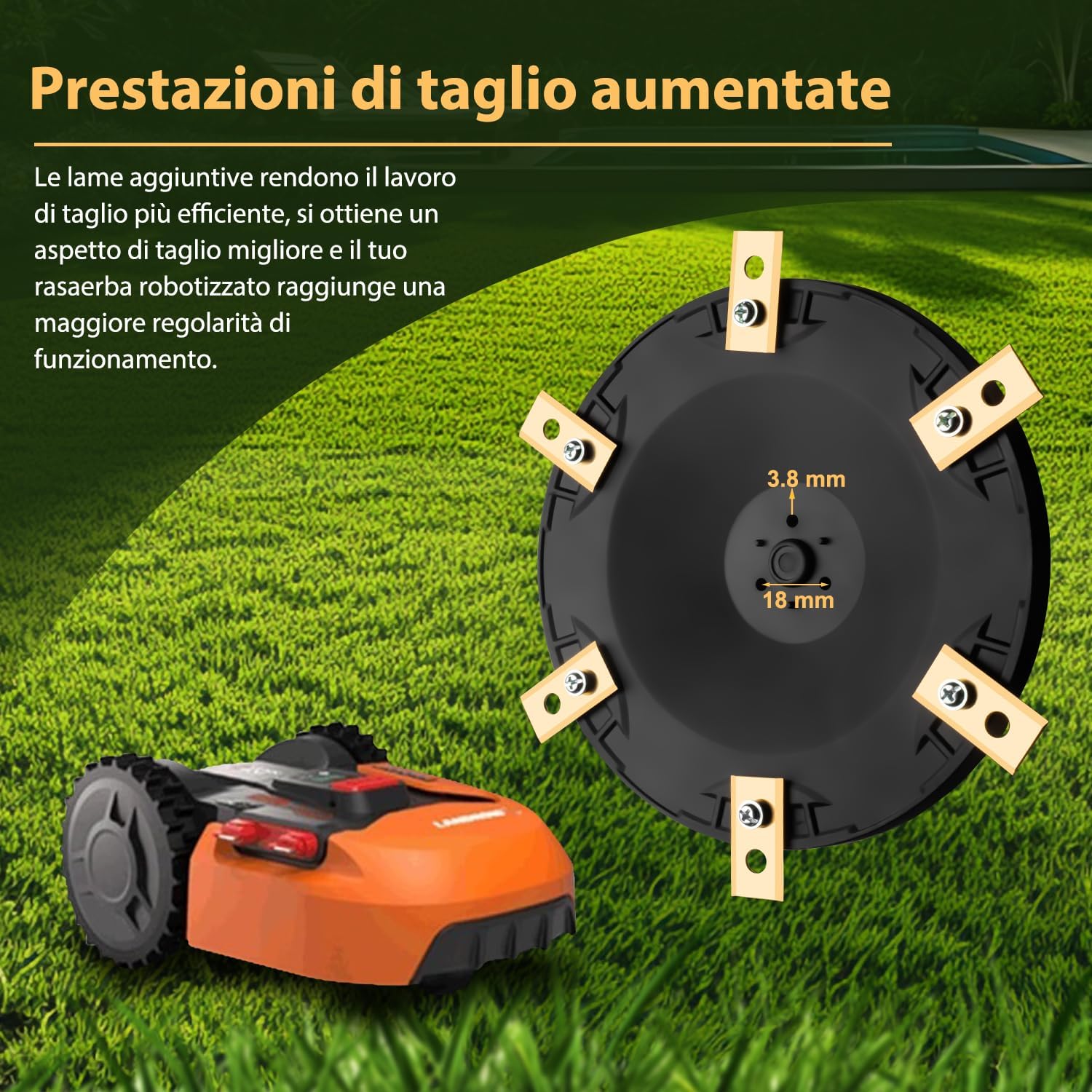 Detalle de Dischi Lama + 6 Pezzi Lame Compatibili Worx Landroid S & M (2020 in poi) – confezione AS1300