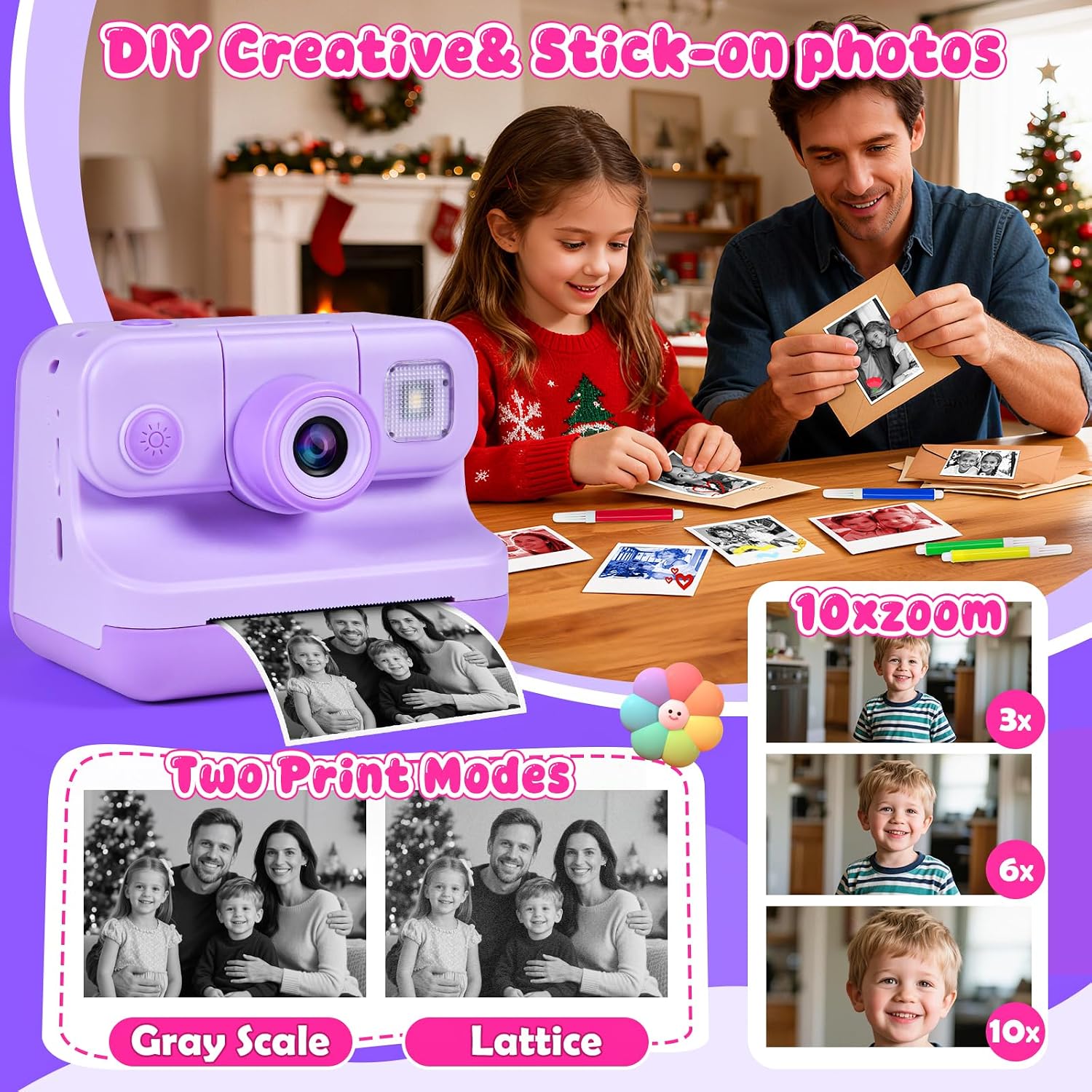 Thumbnail 4 de Elecoutek Kids Camera Instant Print: 30MP Dual Camera Toy for 3–12 Year Olds