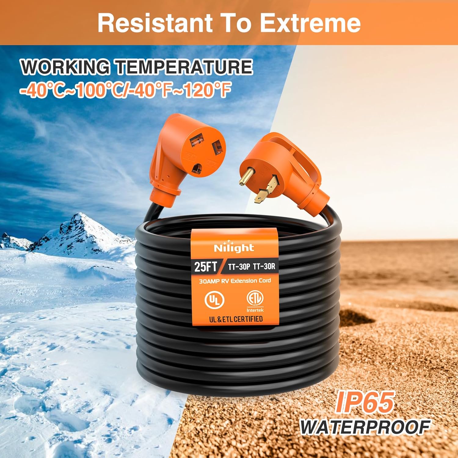 Thumbnail 3 de Nilight 25FT 30 Amp RV Extension Cord (50Amp to 30Amp Adapter, 10/3 Pure Copper, UL/ETL)