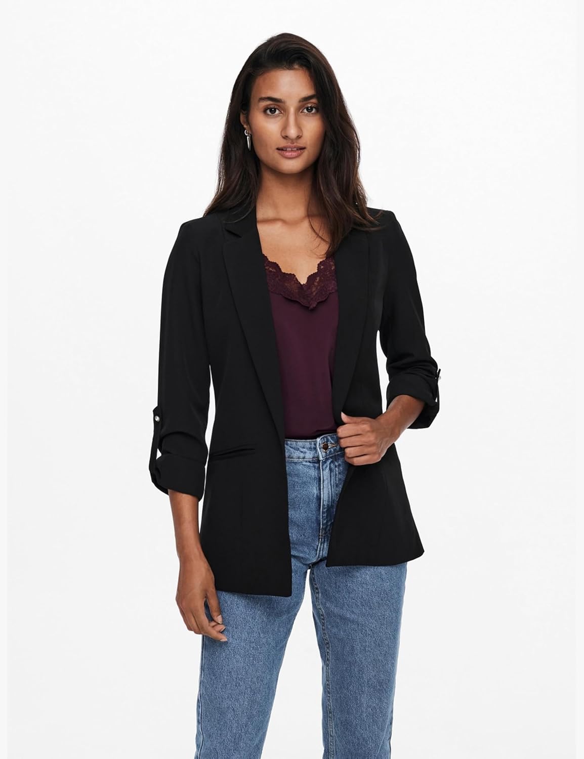 Detalle de ONLY Female Blazer ONLKAYLE-ORLEEN Blazer – 3/4-Ärmel, Regular Fit, pflegeleichter Materialmix