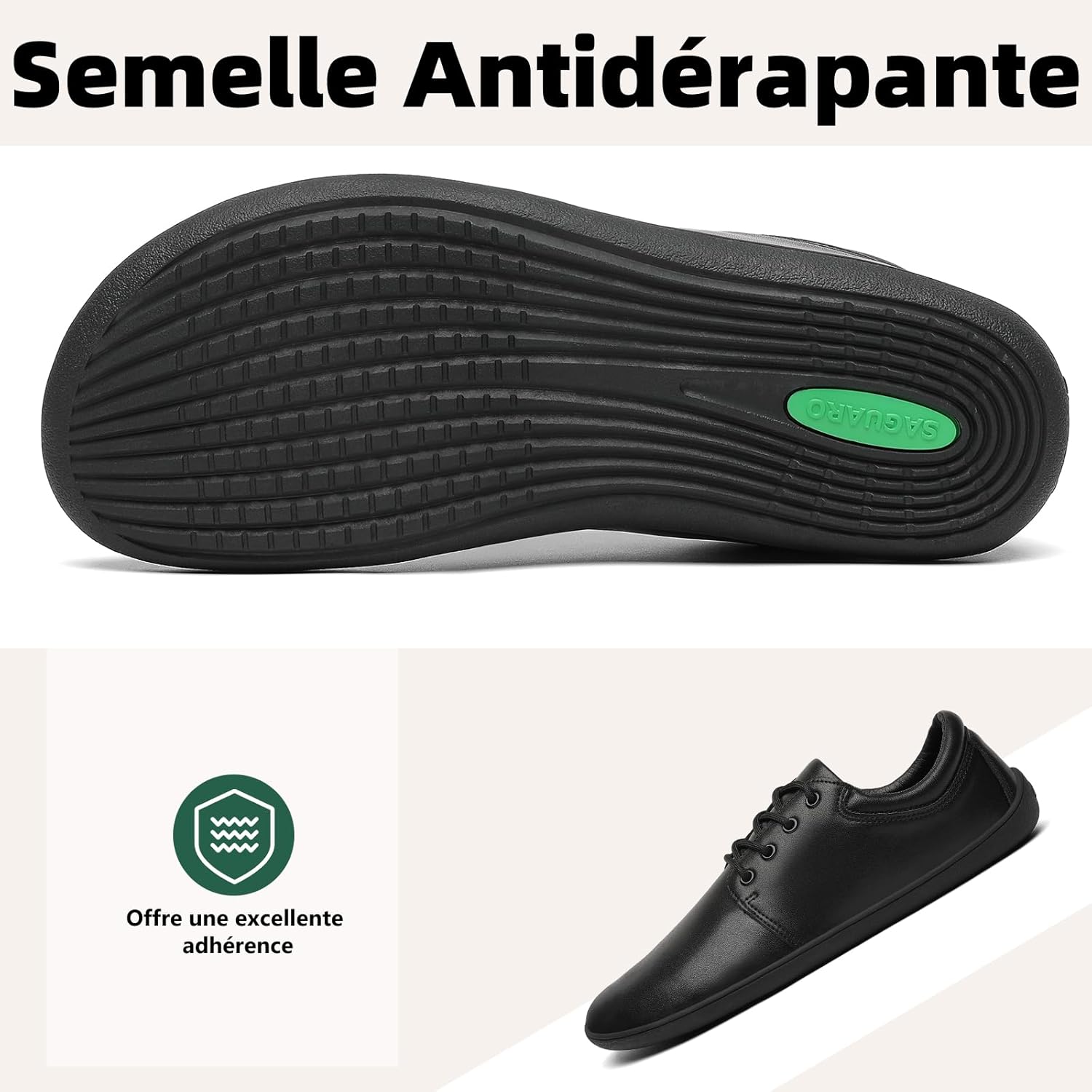 Detalle de SAGUARO Chaussures Minimalistes Barefoot Homme - Noble II, Large Toe Box, Tailles 36-48