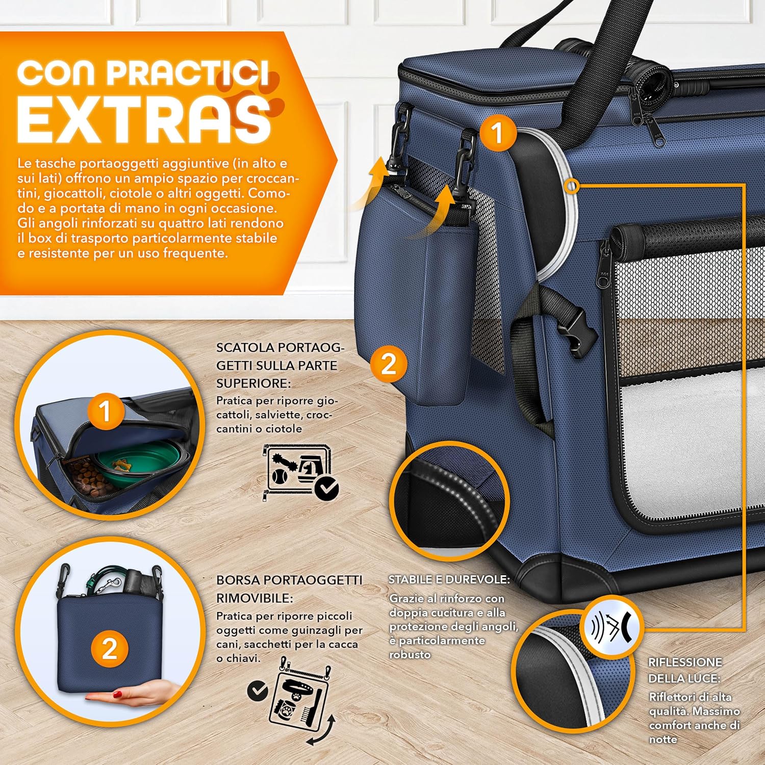 Detalle 1 de TRESKO Box pieghevole per cani 61x42x42 cm