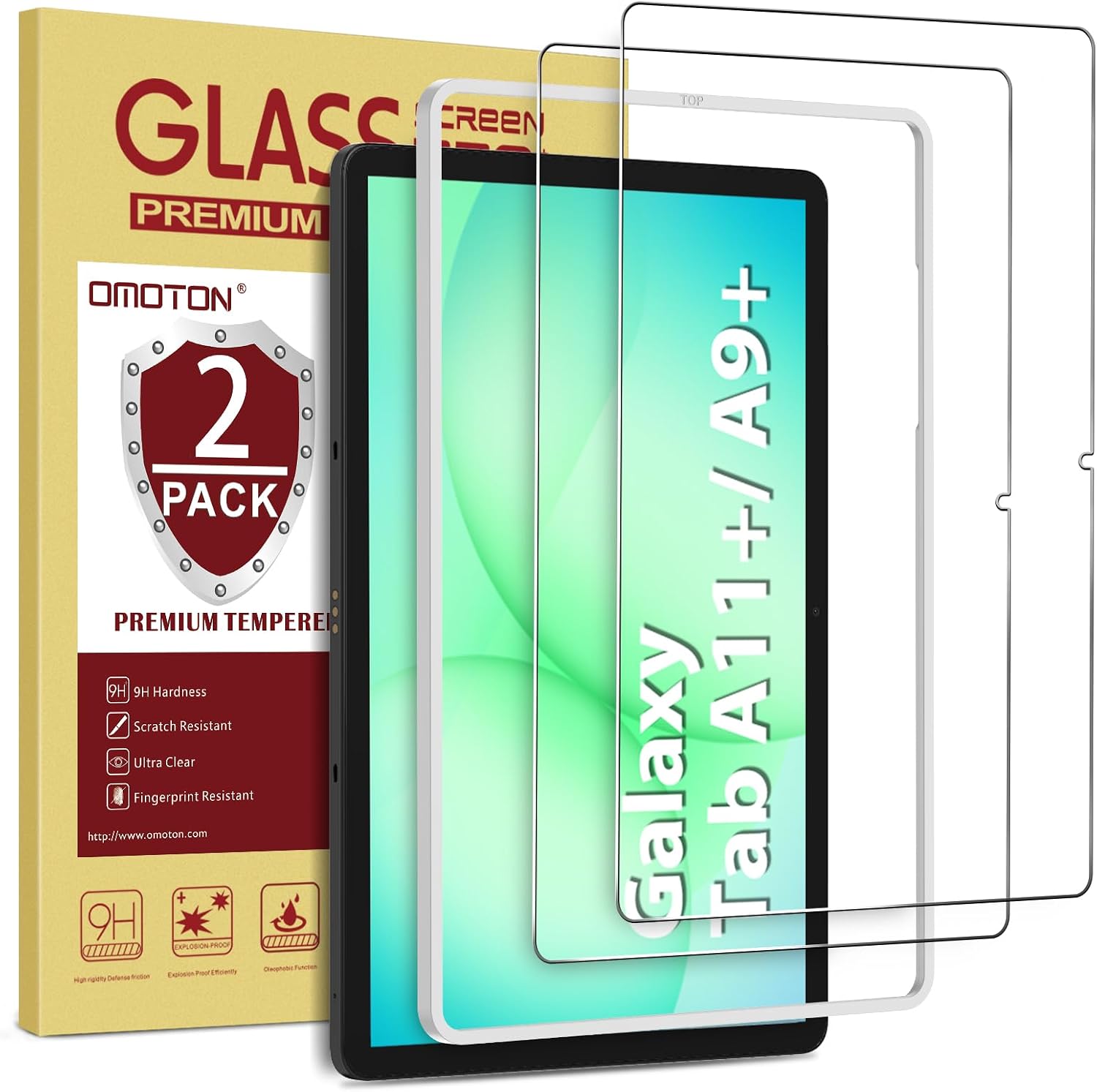 Detalle de OMOTON Panzer Schutz Glas für Samsung Galaxy Tab A11+/A9+ (11 Zoll) – 2 Stück