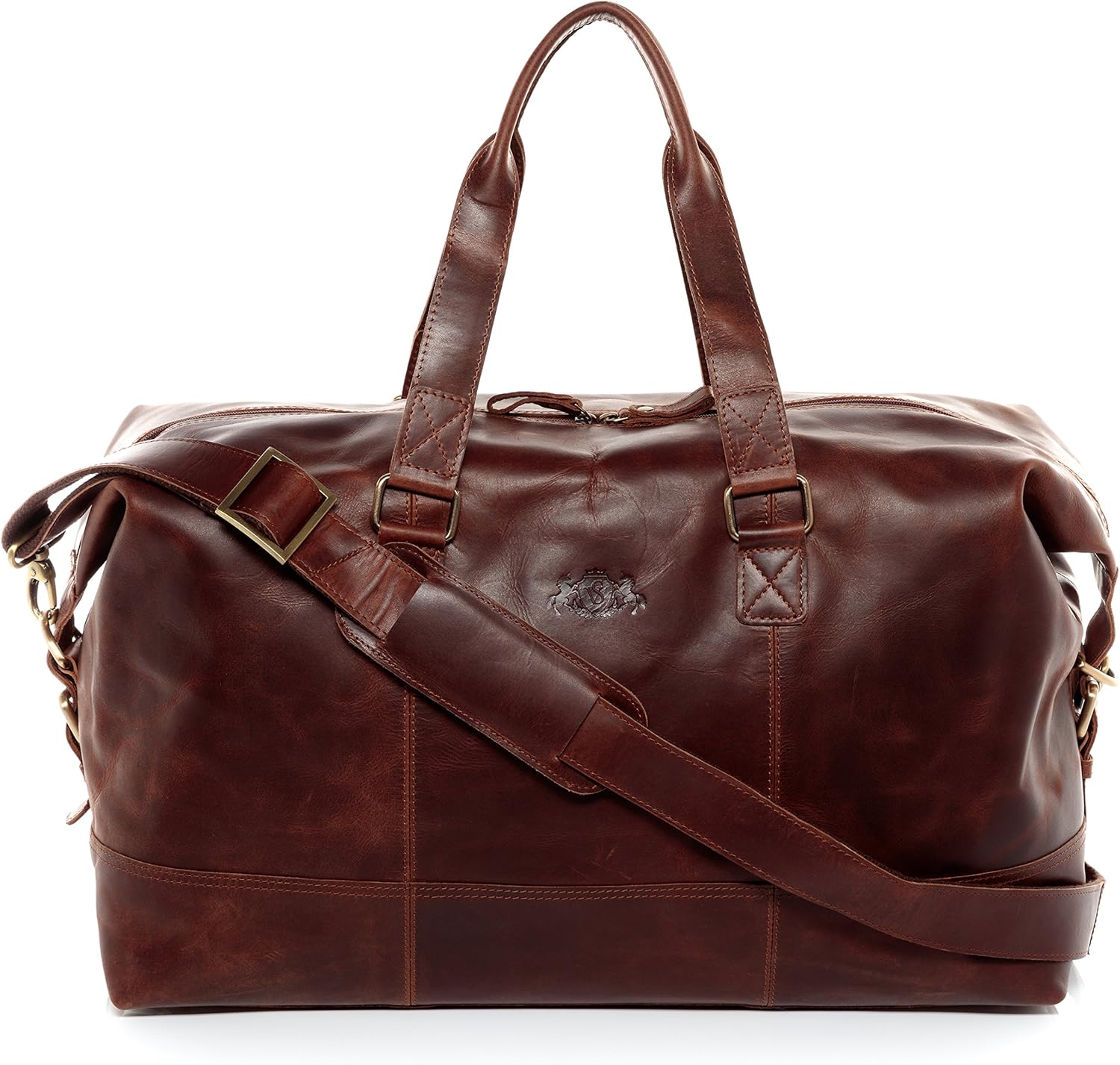 Detalle de SID & VAIN Travel Bag Holdall Yale Large Duffel: Real Leather Weekender for Any Adventure