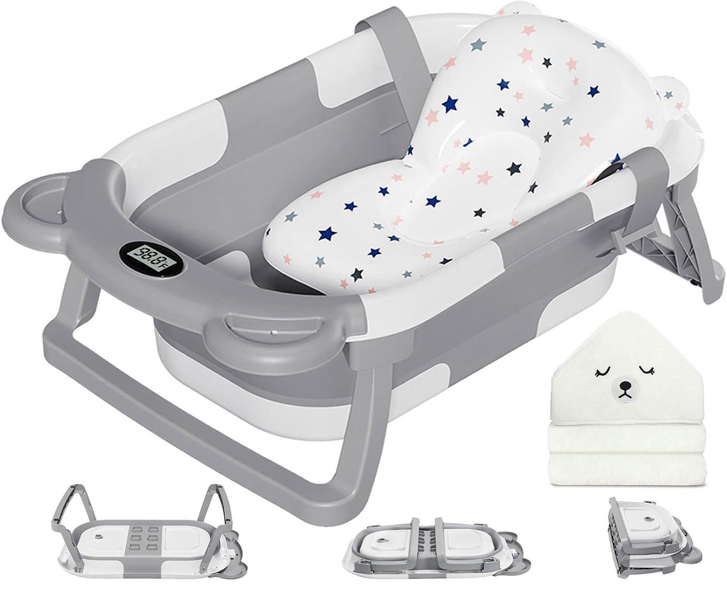 Detalle de MoreFeel Collapsible Baby Bathtub with Thermometer