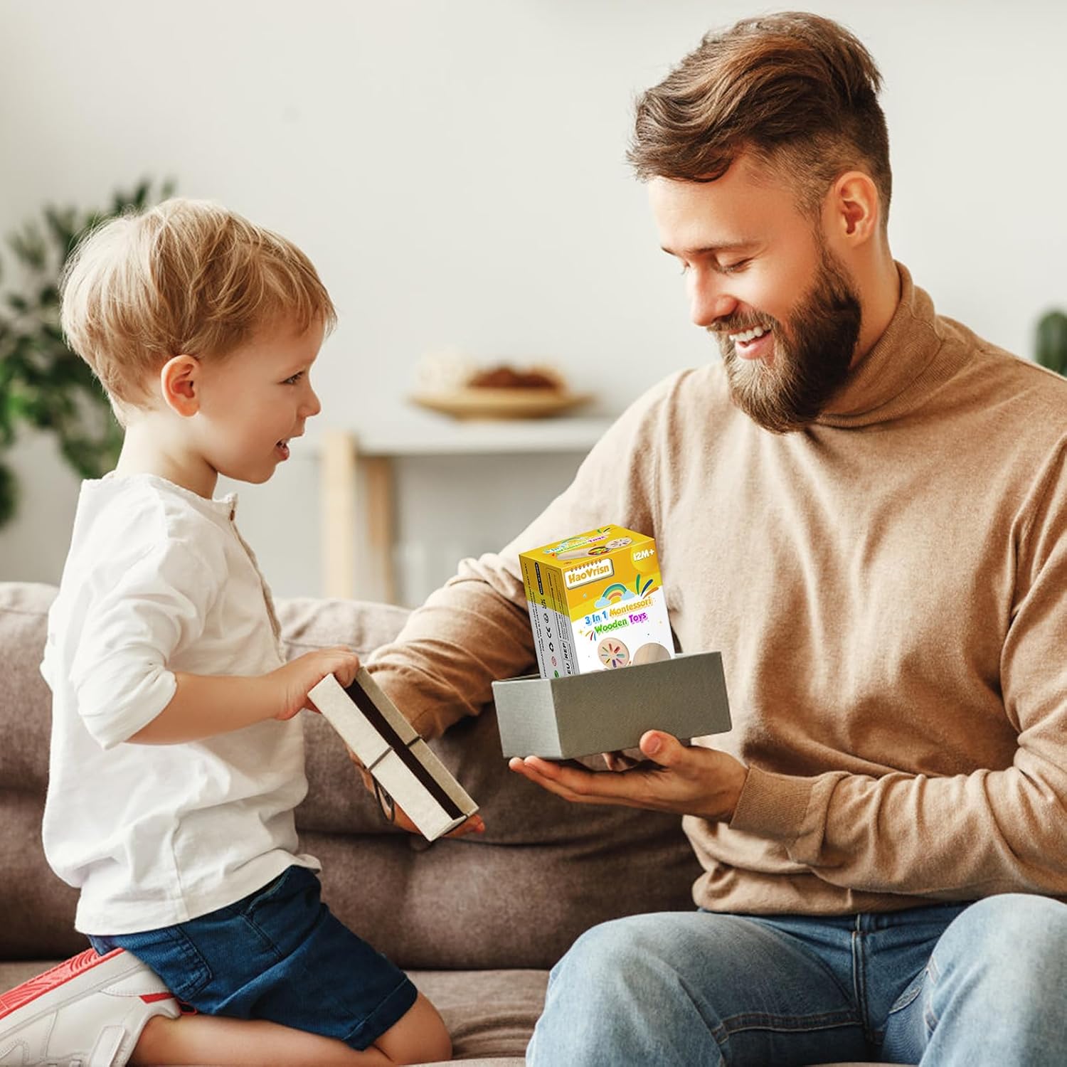 Thumbnail 6 de HaoVrisn Giochi Bambini 1-4 Anni 3 in 1 Montessori in Legno con Borsa