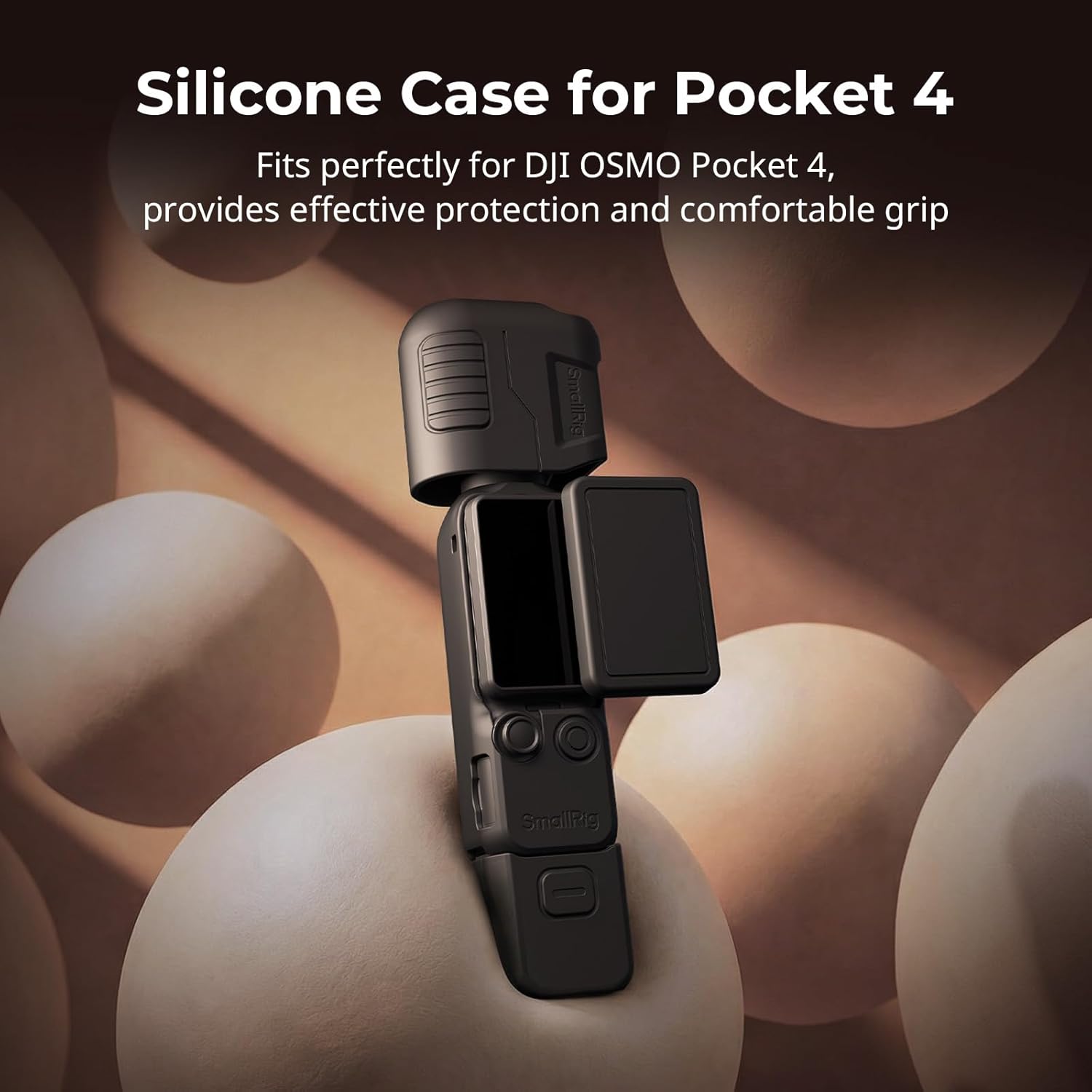 Detalle de SmallRig Étui de Protection en Silicone pour DJI Osmo Pocket 4 – Kit modulaire avec écran trempé et dragonne
