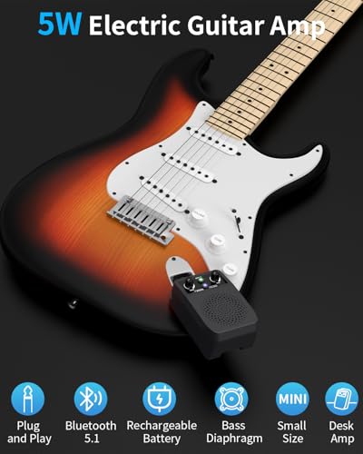 Detalle de JOYO JA-05G Mini Amplificateur Guitare Électrique 5W – Bluetooth, 4 Effets Intégrés et Rechargeable