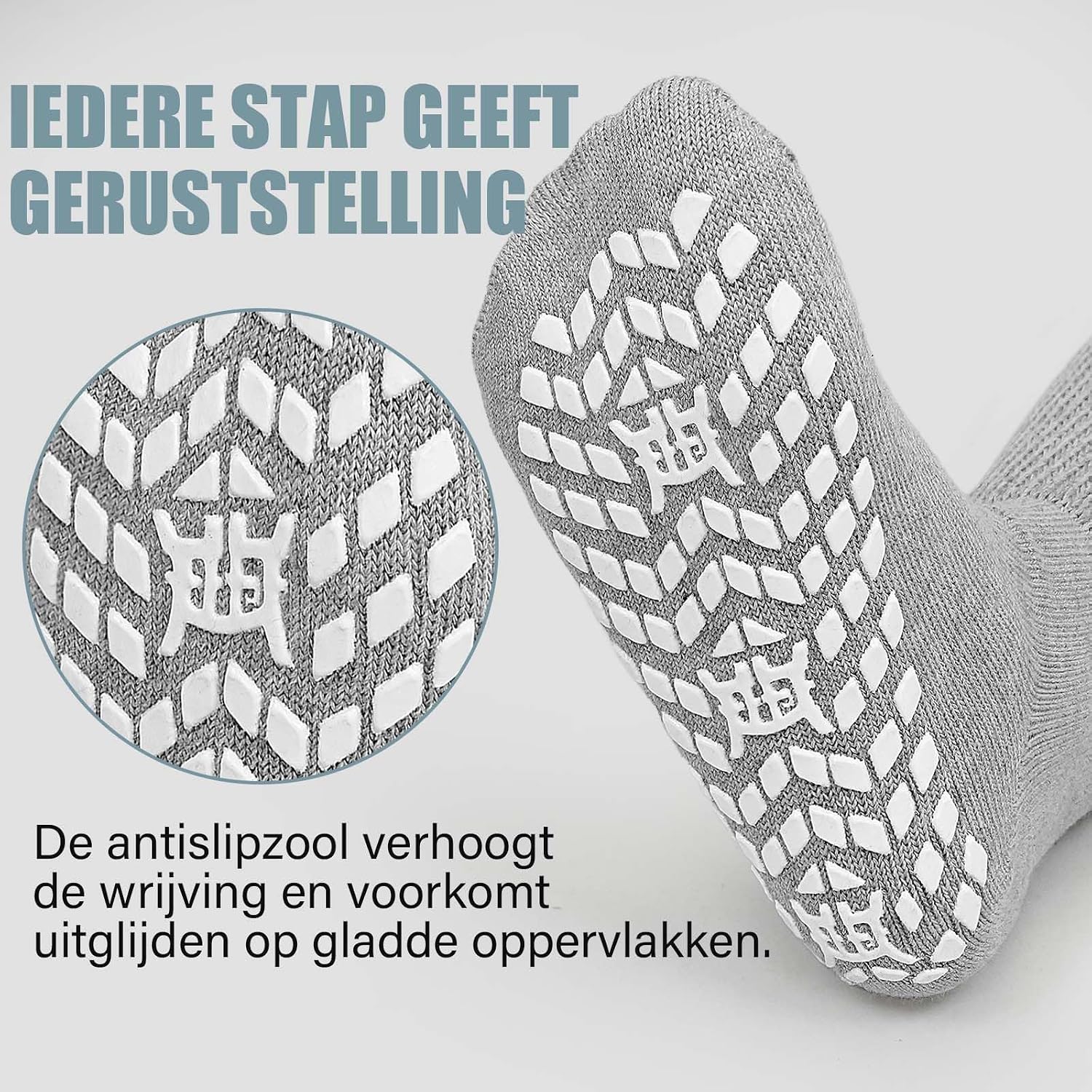 Detalle de ZFSOCK diabetische antislipsokken van katoen, extra breed en zonder elastische band