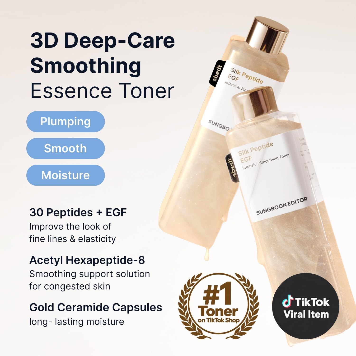 Detalle 2 de SUNGBOON EDITOR 8800253029030 Silk Peptide EGF Toner, 300 mL Face & Body