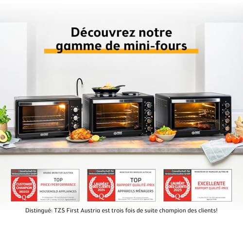 Thumbnail 7 de TZS First Austria Mini-Four 45L 2000W – Four à pizza avec tournebroche rotatif et revêtement antiadhésif