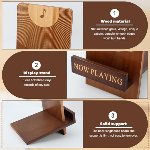 Thumbnail 6 de Klomveris Vinyl Record Stand: Classic Wood Albums Now Playing Display