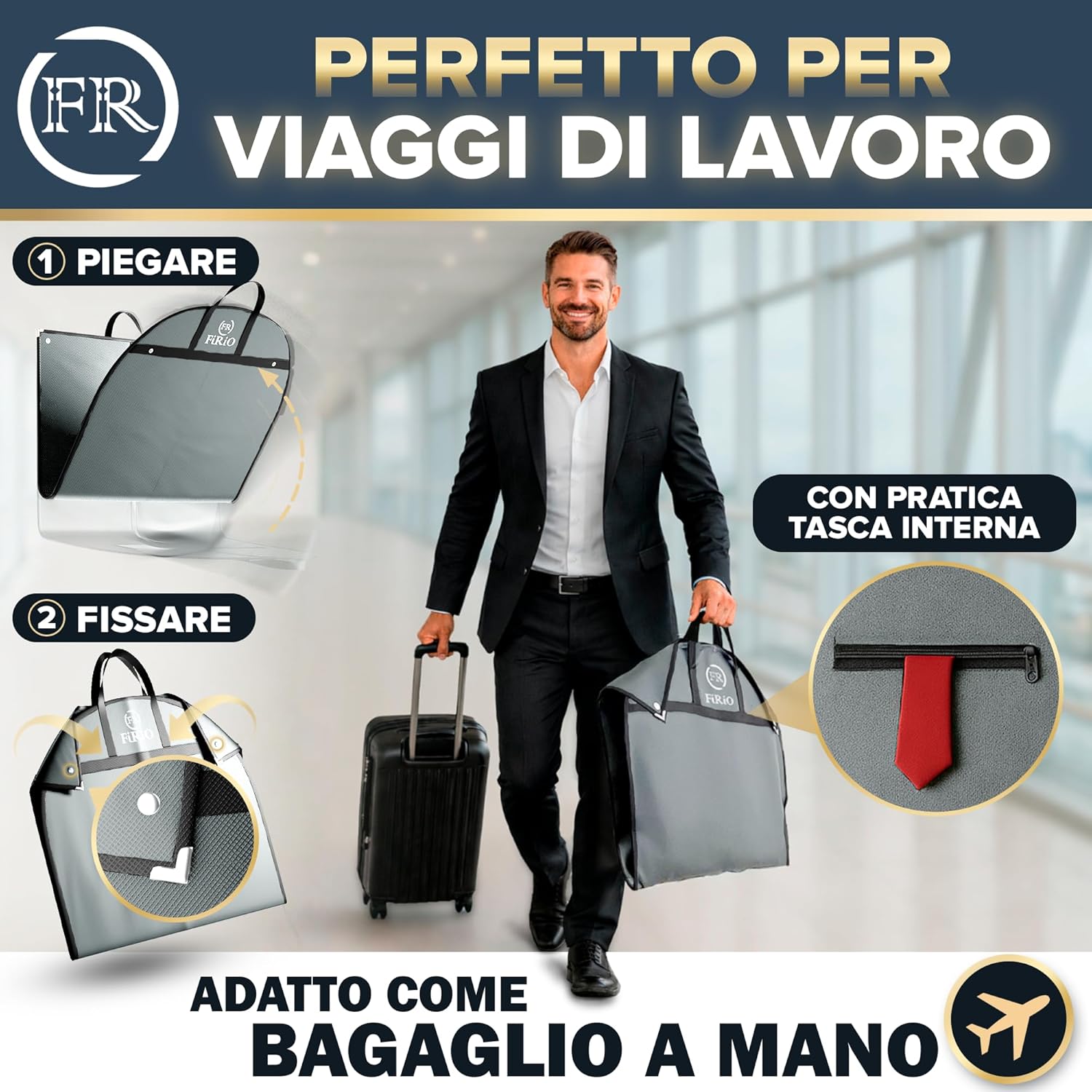 Thumbnail 3 de FiRiO Borsa Porta Abiti da Viaggio Pieghevole 100x60 cm – Alta Qualità e Protezione Garantita