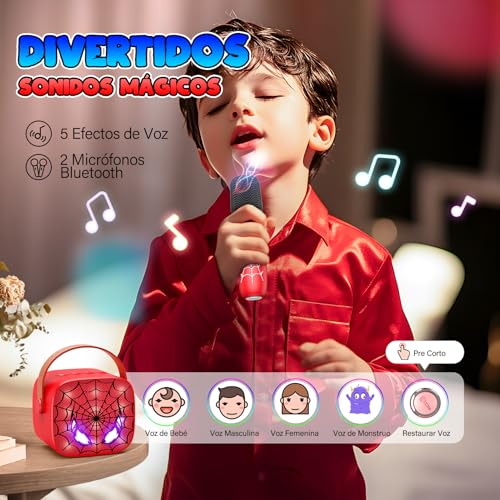 Detalle 2 de Braxel Regalo Niño 3–12 años: Karaoke infantil con 2 micrófonos Bluetooth y luces LED