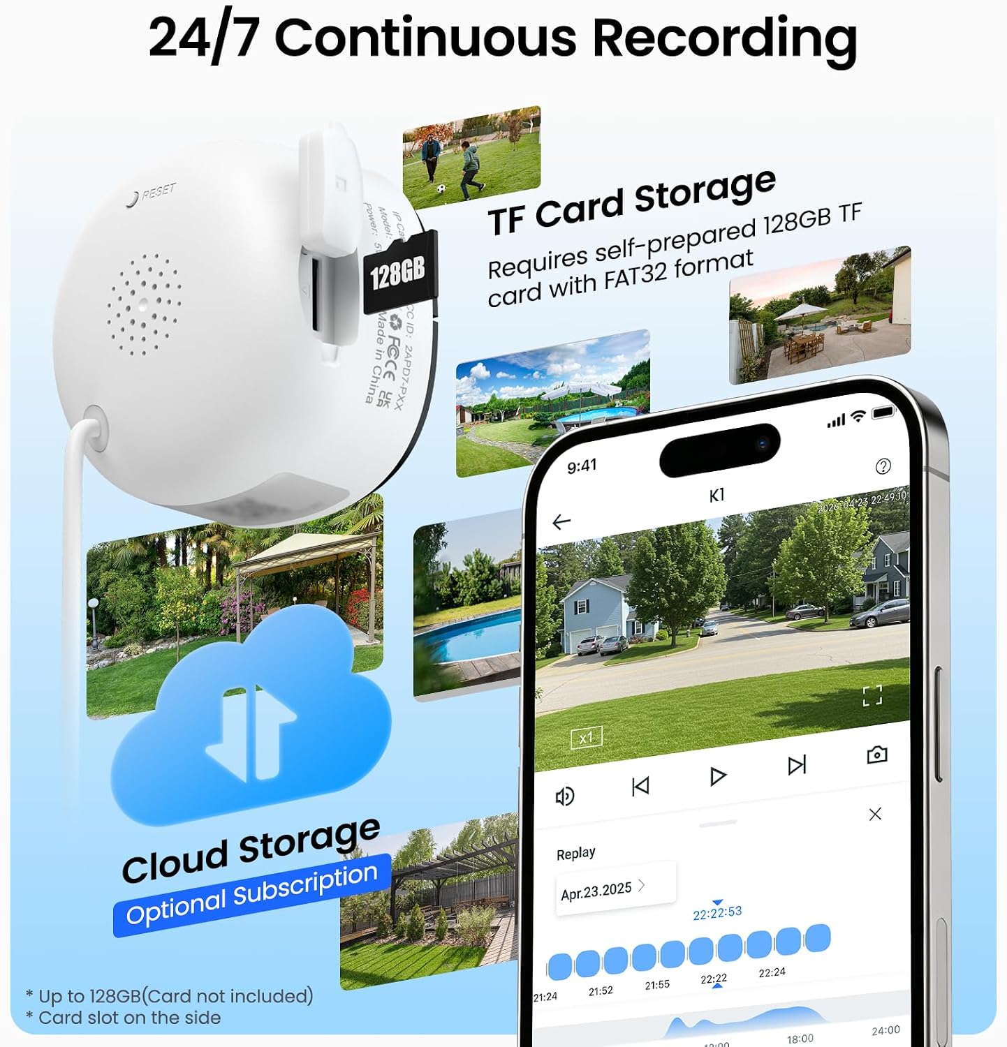 Thumbnail 5 de Wansview 2K Window Security Camera (K1) – Peel-and-Stick Indoor/Outdoor View with 2.4GHz & 5GHz WiFi