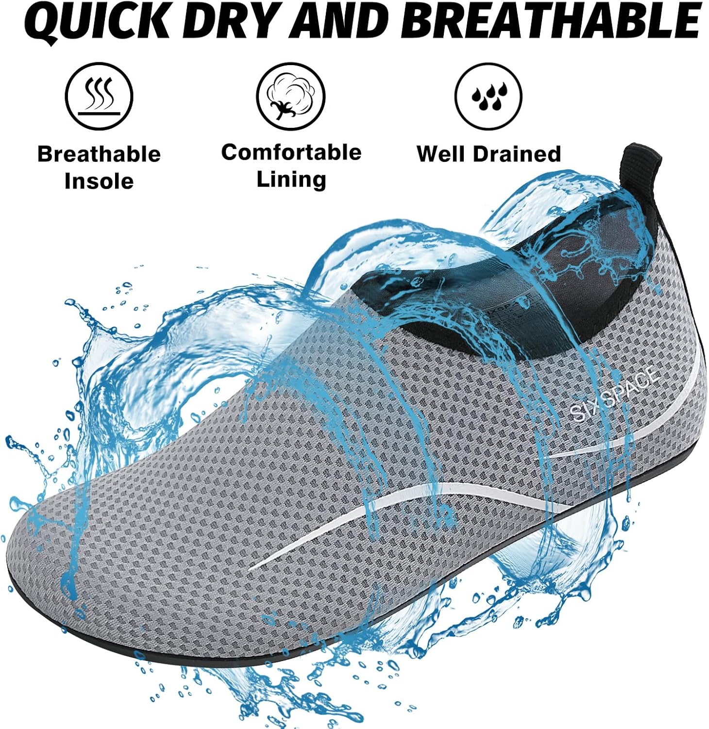 Detalle 1 de Sixspace Barefoot Water Shoes for Men & Women – Lightweight Aqua Shoes for Swim, Surf, Kayak & Beach Yoga