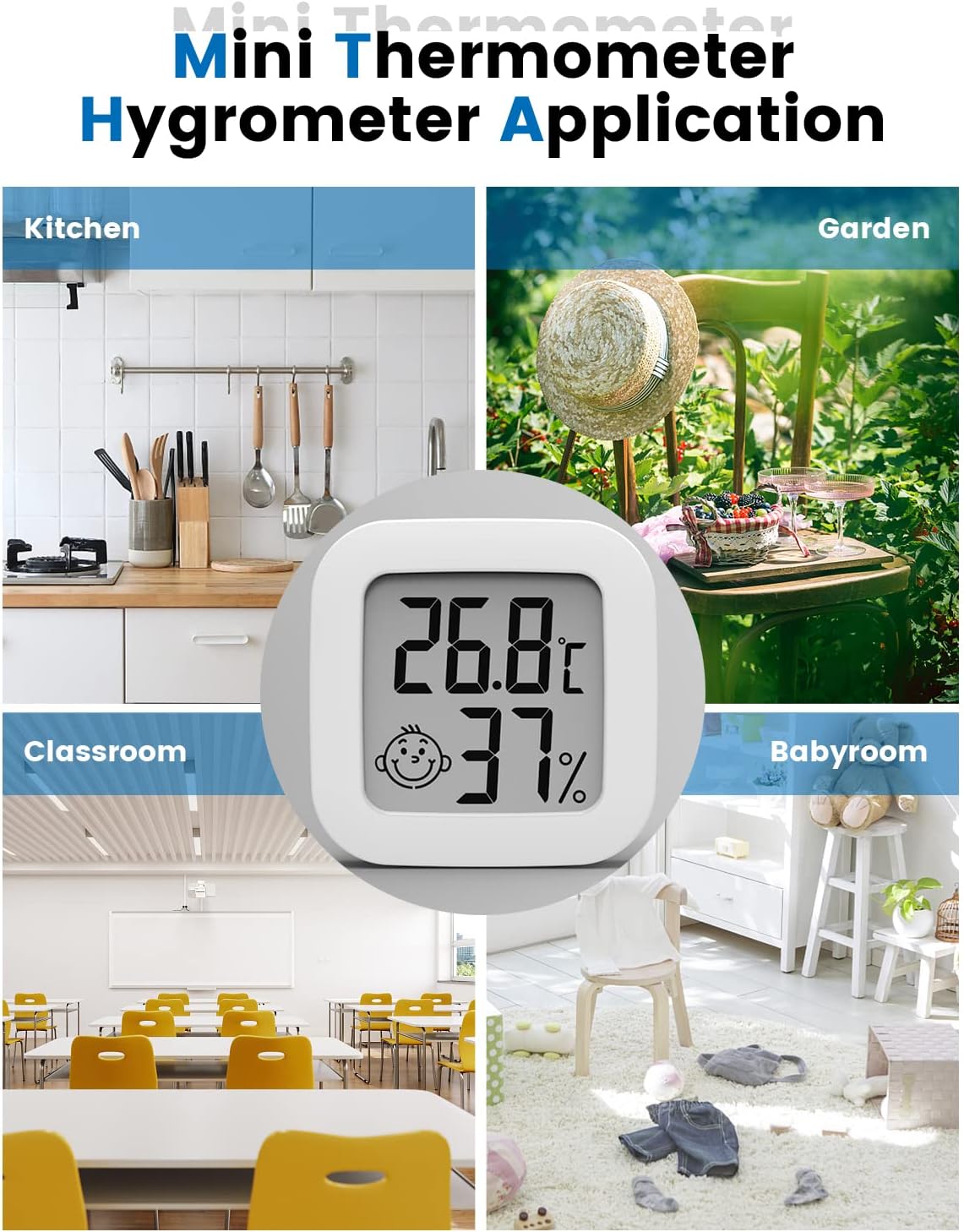 Thumbnail 6 de Mini igrometro termometro digitale con comfort level: monitor temperatura e umidità per interni