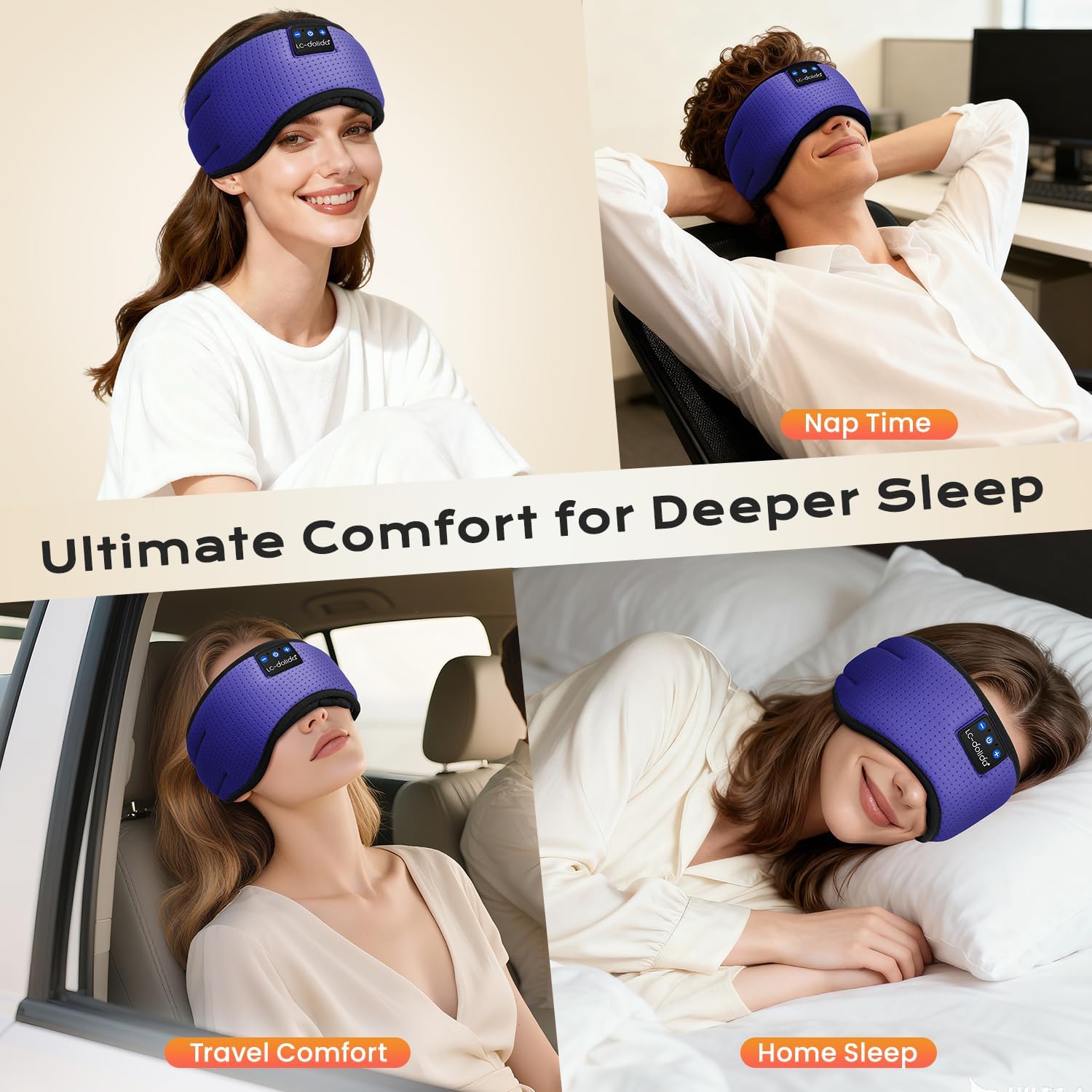 Detalle de LC-dolida Bluetooth Sleep Mask Headphones: Total Darkness, Total Comfort
