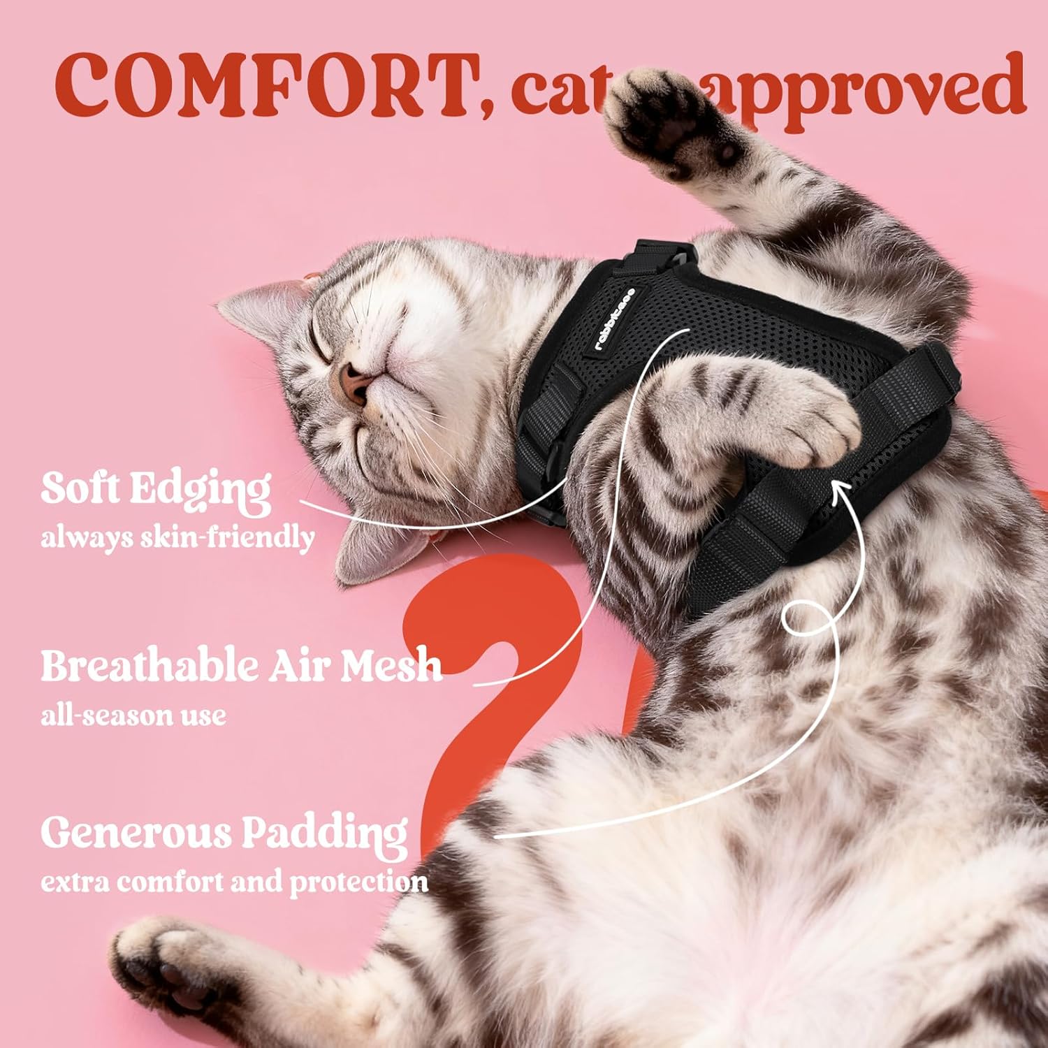 Detalle 2 de rabbitgoo XS cat harness and leash, reflective 🐱
