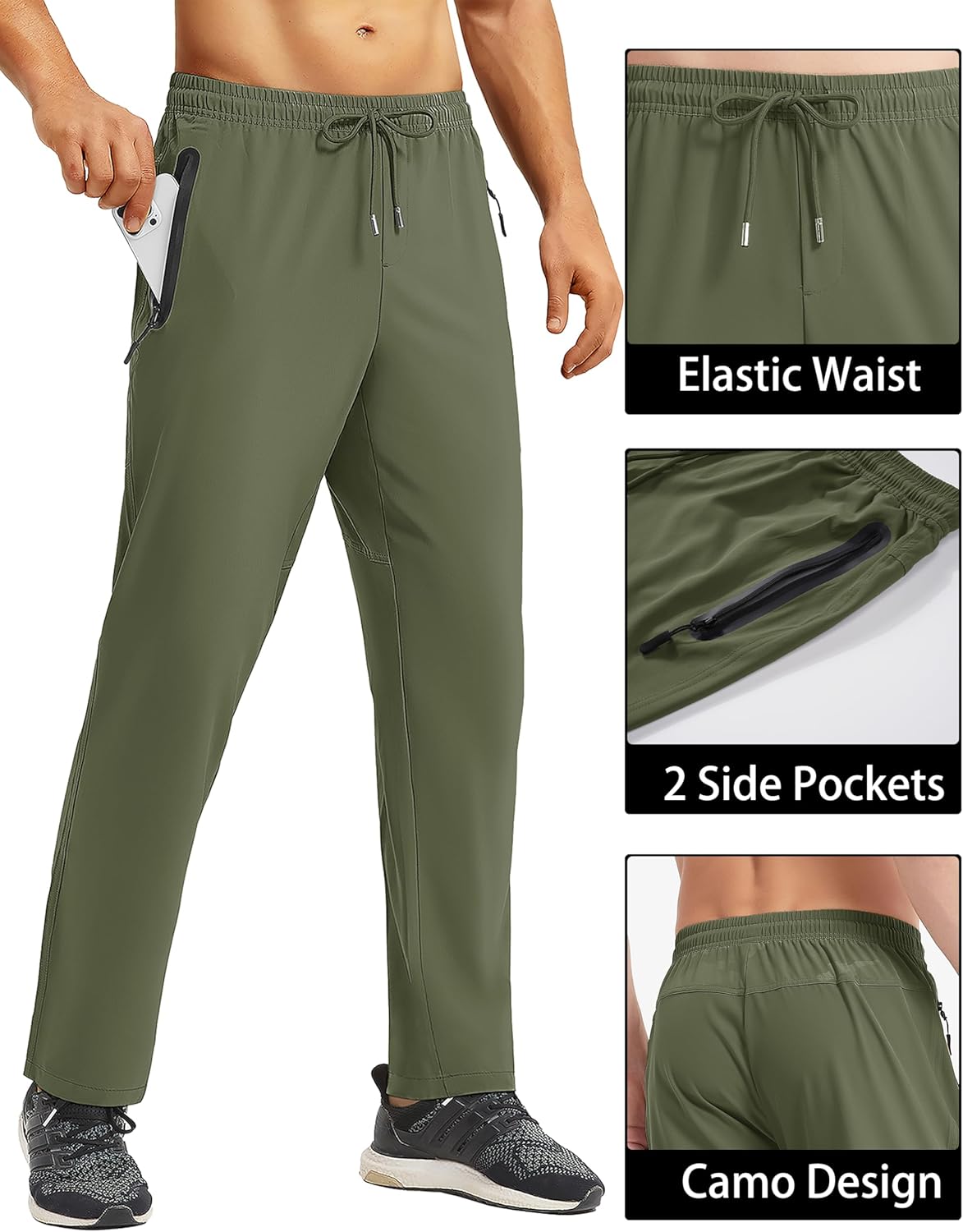 Detalle de EKLENTSON Men's Trousers: Lightweight Outdoor Hiking & Running Trousers