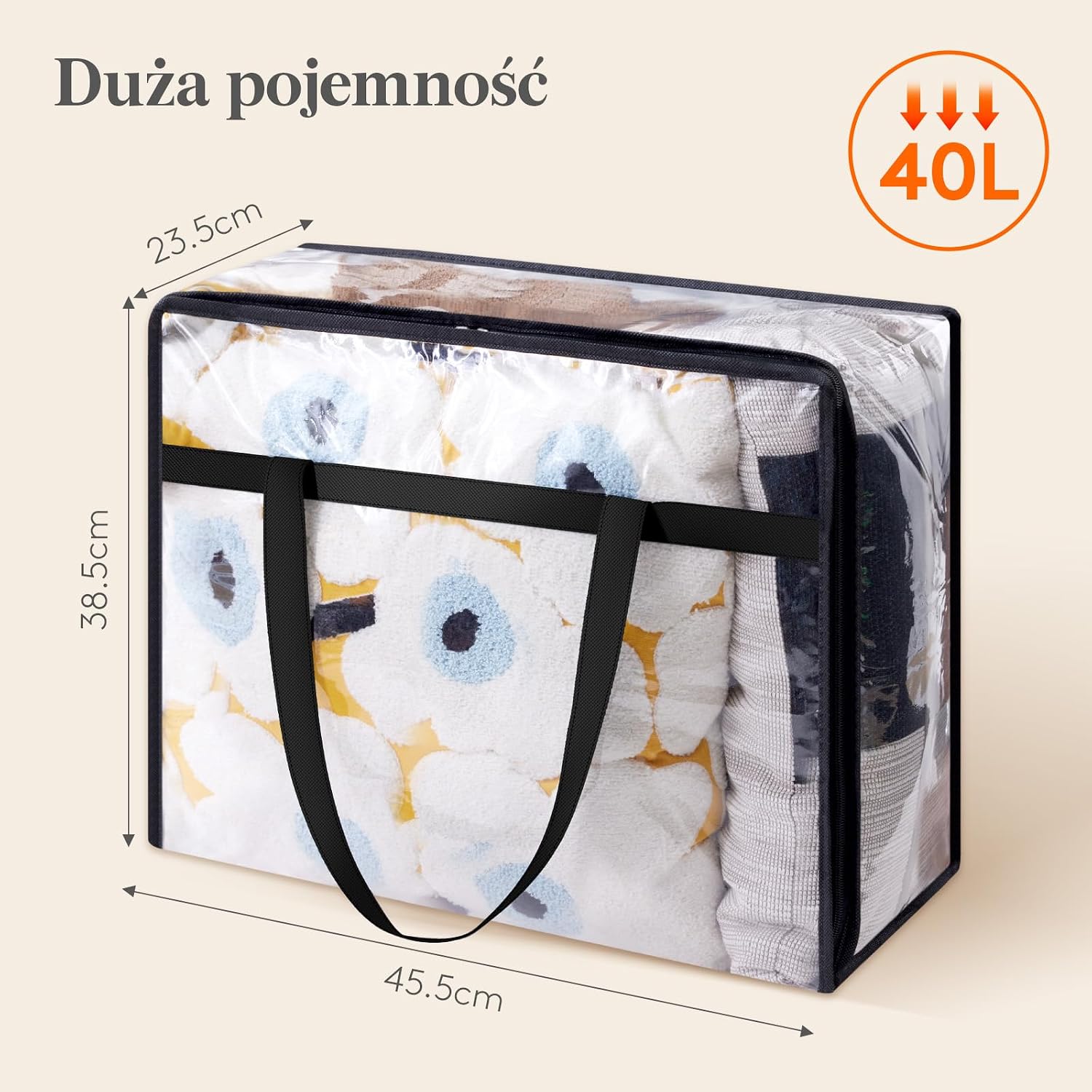 Detalle de Lifewit 23094 – zestaw 4 przezroczystych toreb do przechowywania 40 l z PVC