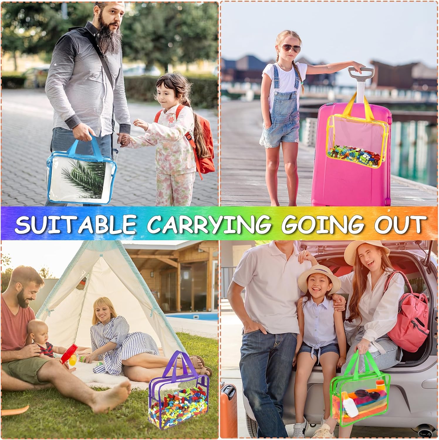 Thumbnail 6 de 6 Color Large Toy Storage Bags with Labels – Reusable Clear PVC Organizer for Toys, Games, and Books