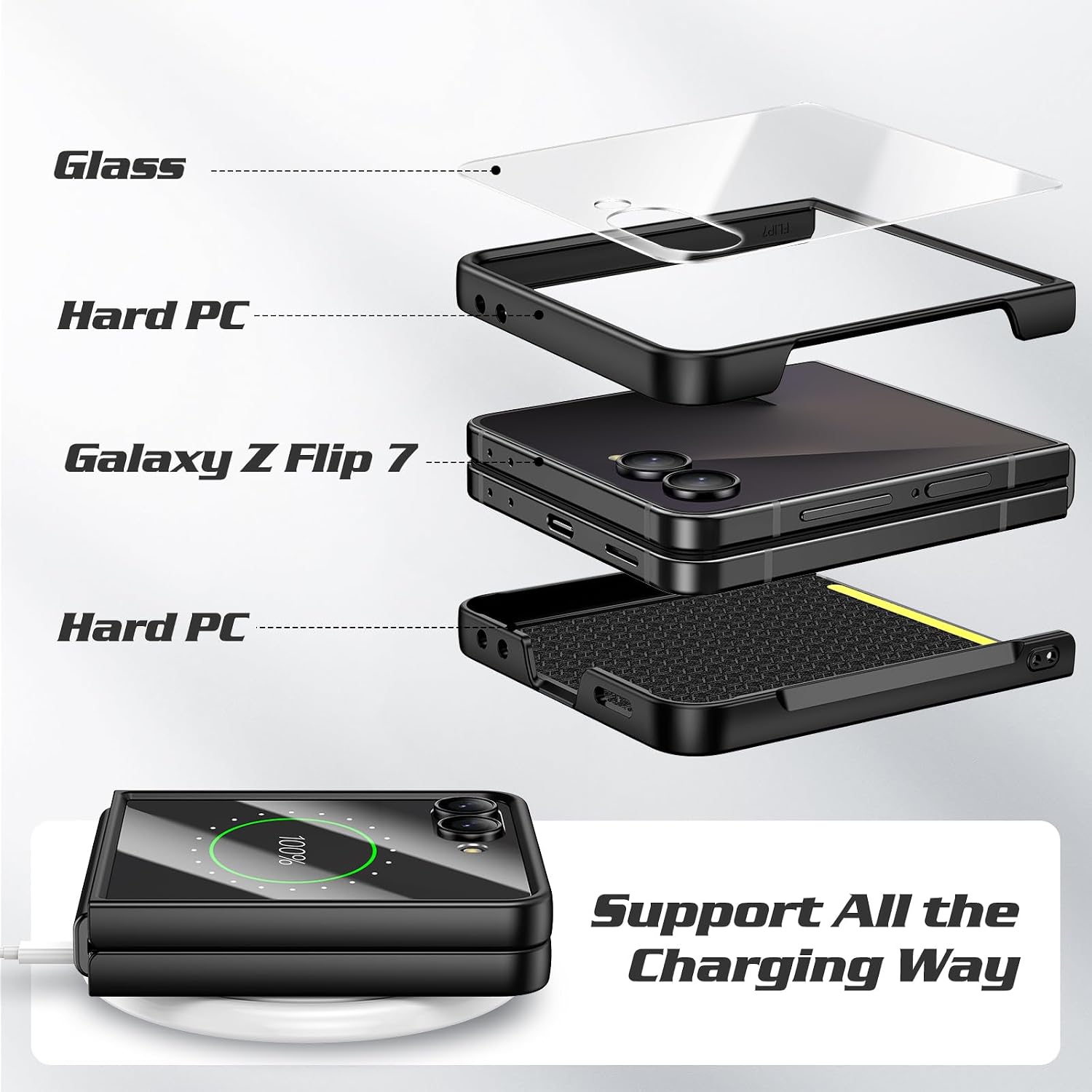 Thumbnail 3 de Doeshine Ultra Slim Case for Samsung Galaxy Z Flip 7 with Built-in Screen Protector