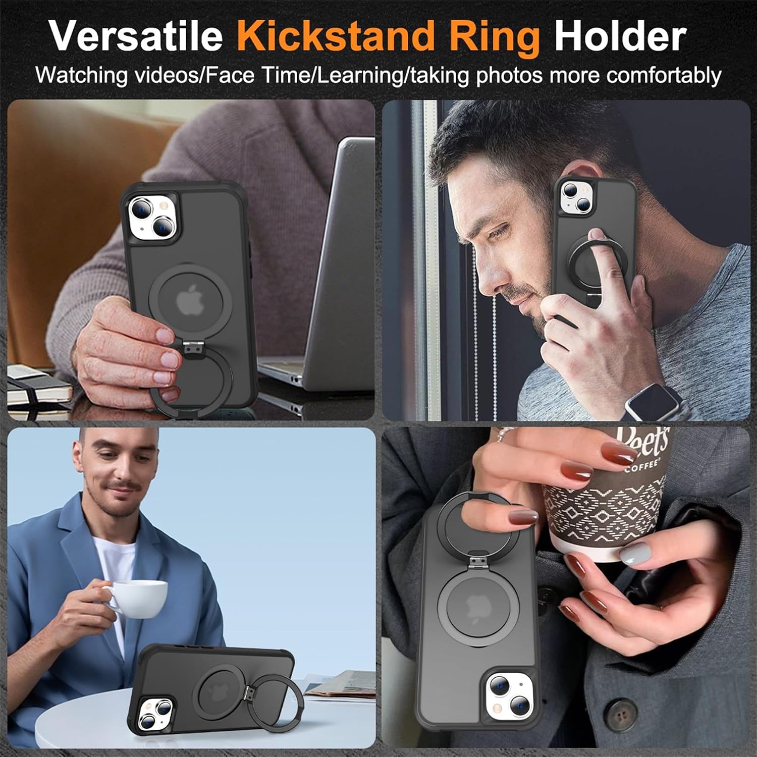 Detalle de SKYLMW iPhone 15 Case (6.1-inch) with Invisible Magnetic Ring Kickstand + Military-Grade Protection