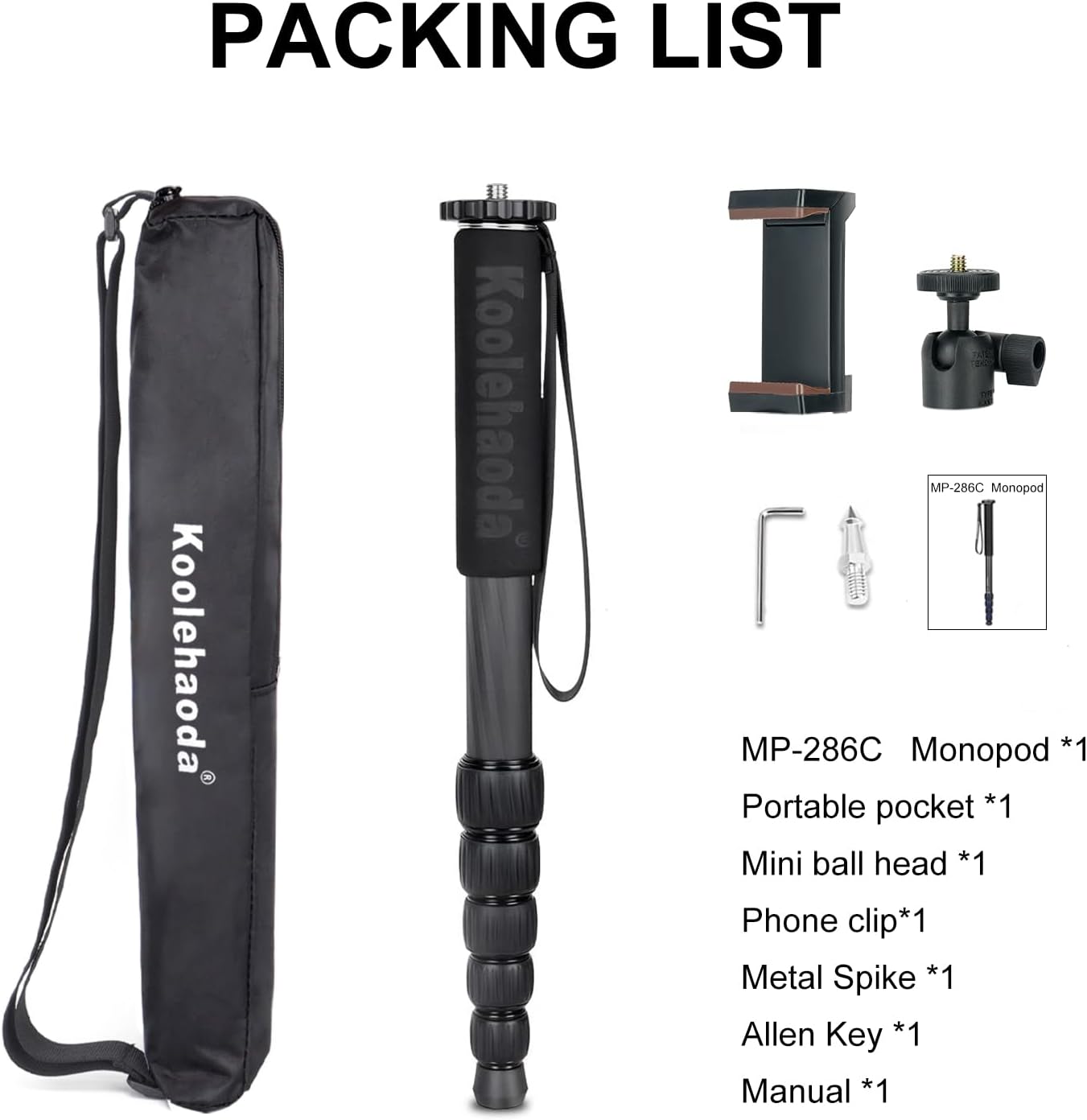 Thumbnail 6 de Koolehaoda Carbon Fibre Monopod MP286C — 6-Section, 10kg Load, Lightweight Portable Monopod