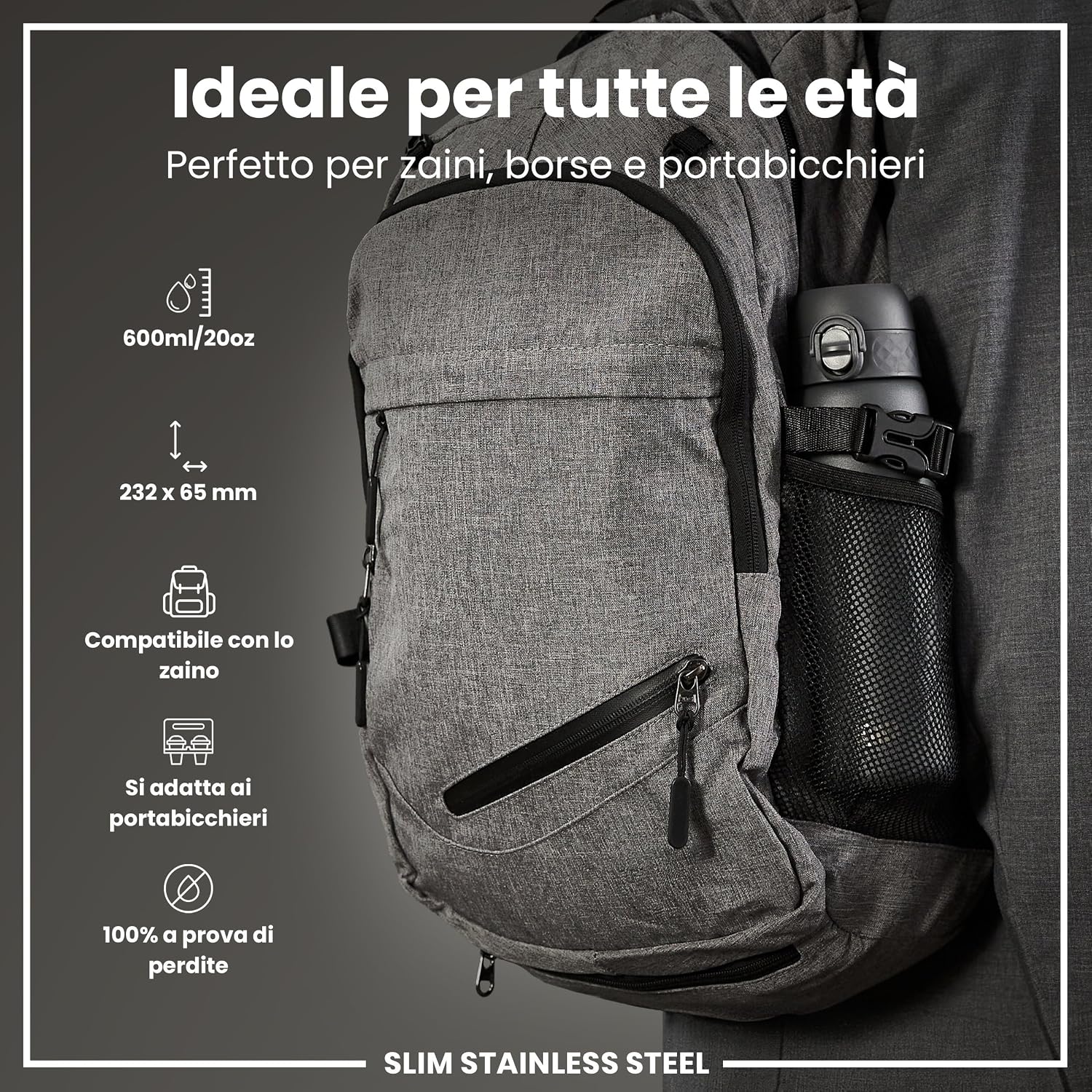 Detalle 2 de ION8 Borraccia in Acciaio Inox Prova di Perdite – Facile da Aprire, Lavabile in lavastoviglie, senza BPA, con maniglia