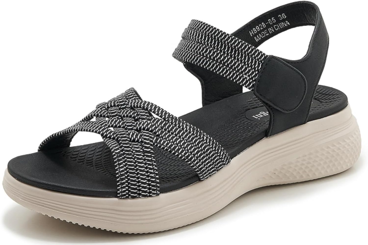 Detalle de SMajong Women's Flat Sandals with Arch Support and Elastic Strap