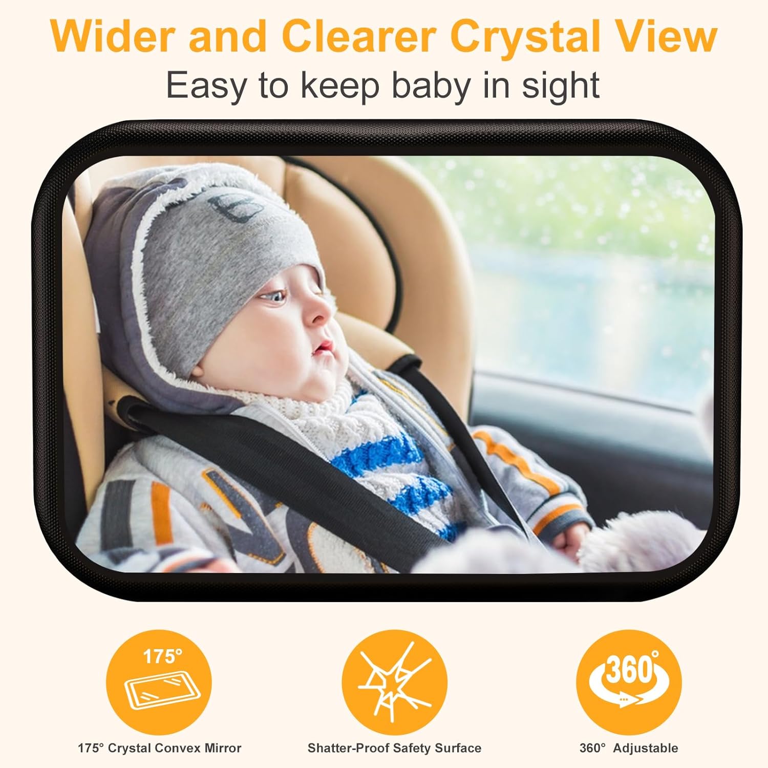 Thumbnail 2 de Rétroviseur voiture bébé YOVKOK 360° avec clip à crochet stable (noir ou gris)