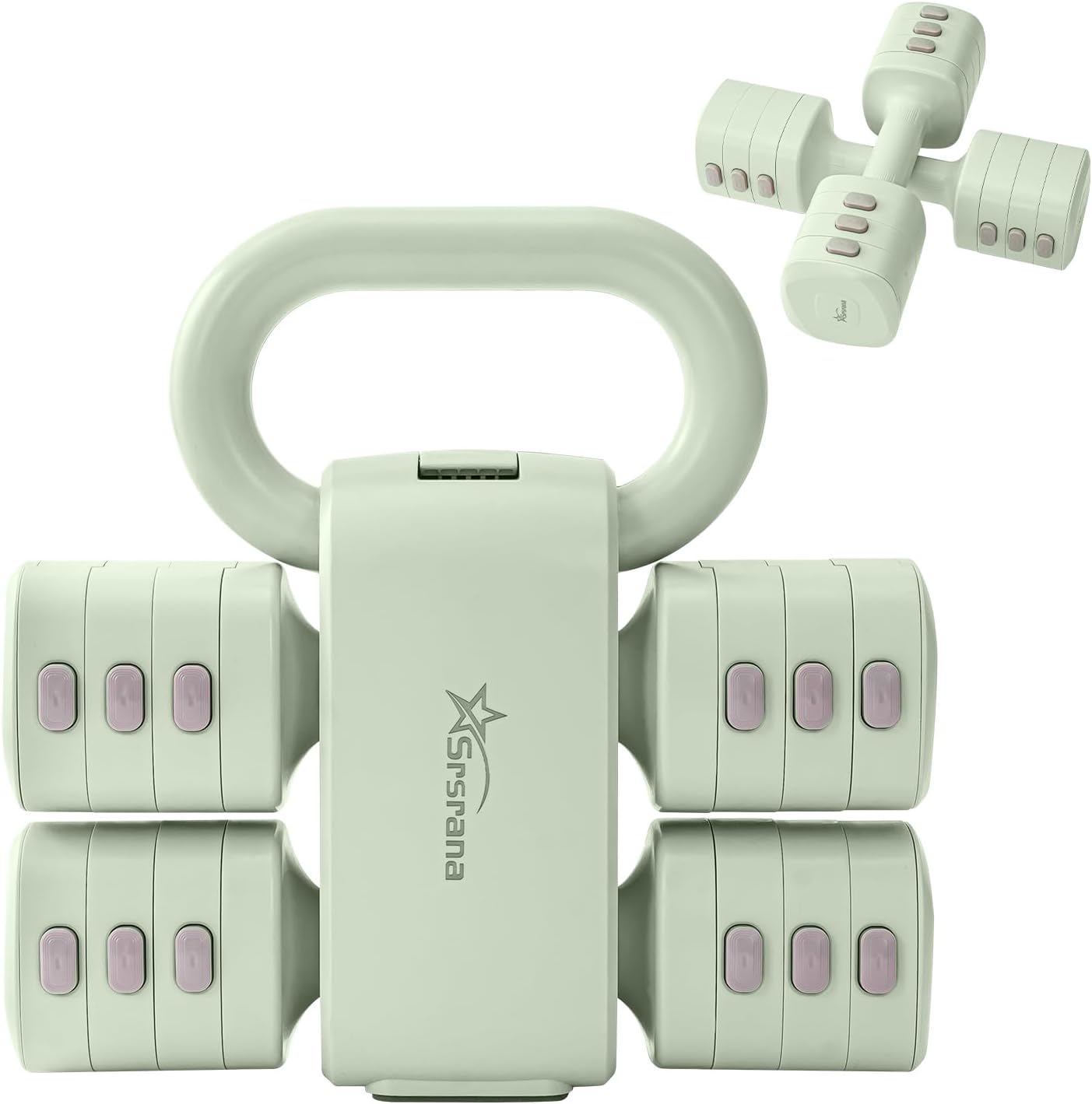 Detalle de Srsrana 2-in-1 Adjustable Dumbbell and Kettlebell Set, 1.1–12.1 lb