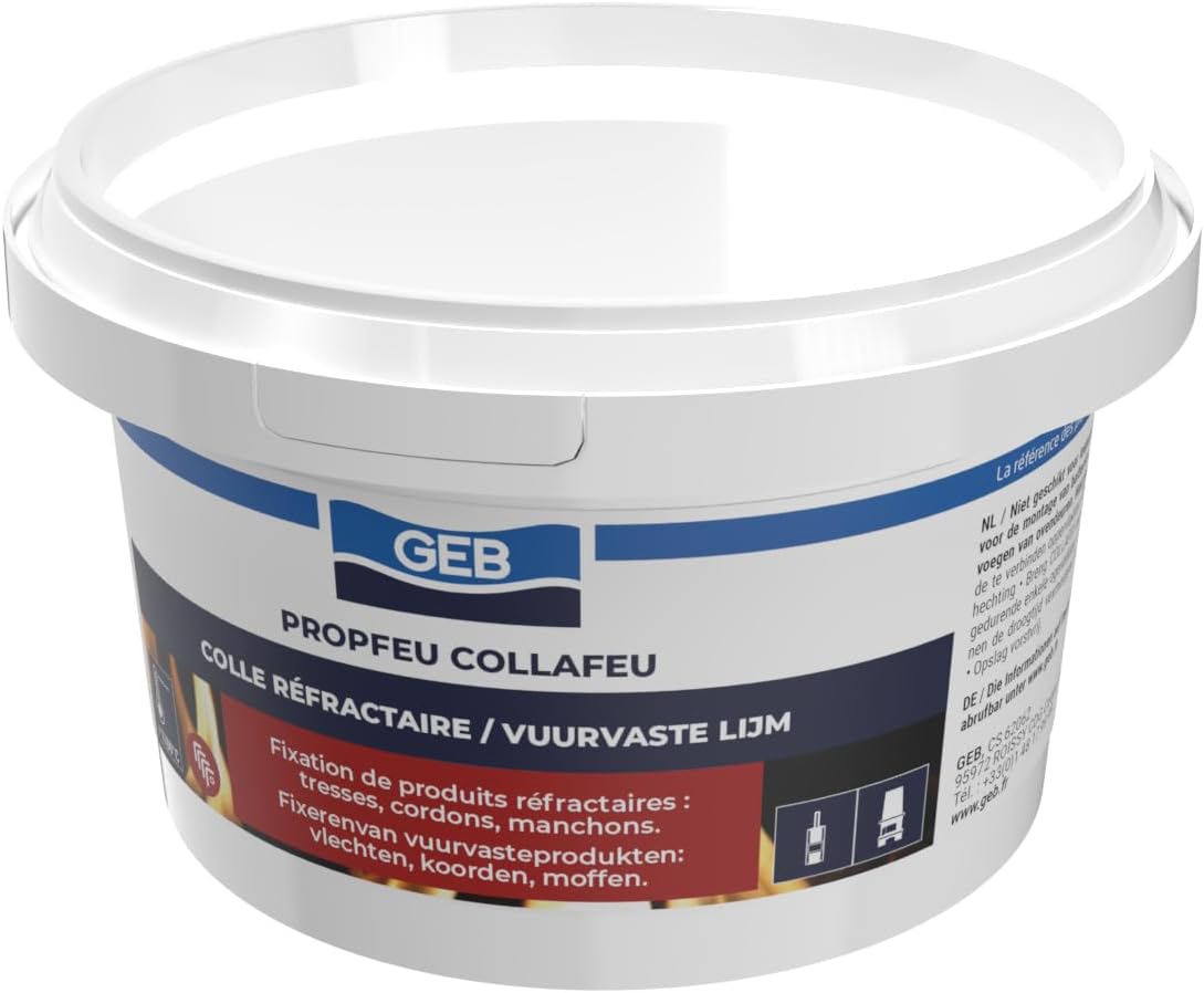 Thumbnail 3 de GEB 125211 Collafeu Colla Réfractaire Pot 300 g Clair – Fixation durable pour surfaces chaudes